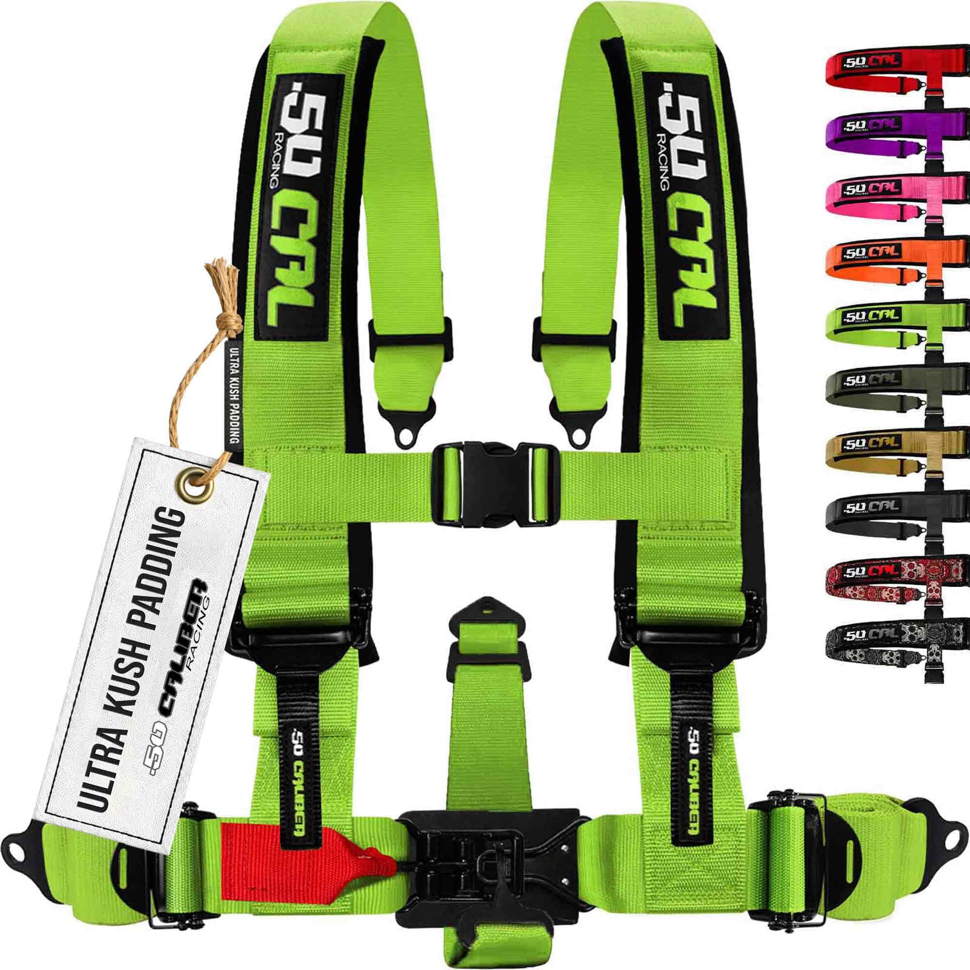 1pc 5 Point Harness for Bucket Seat, Quick Release, 10 Color Options, Racing Harness, Race Car, Off Road, UTV, RZR (Toxic Lime 5