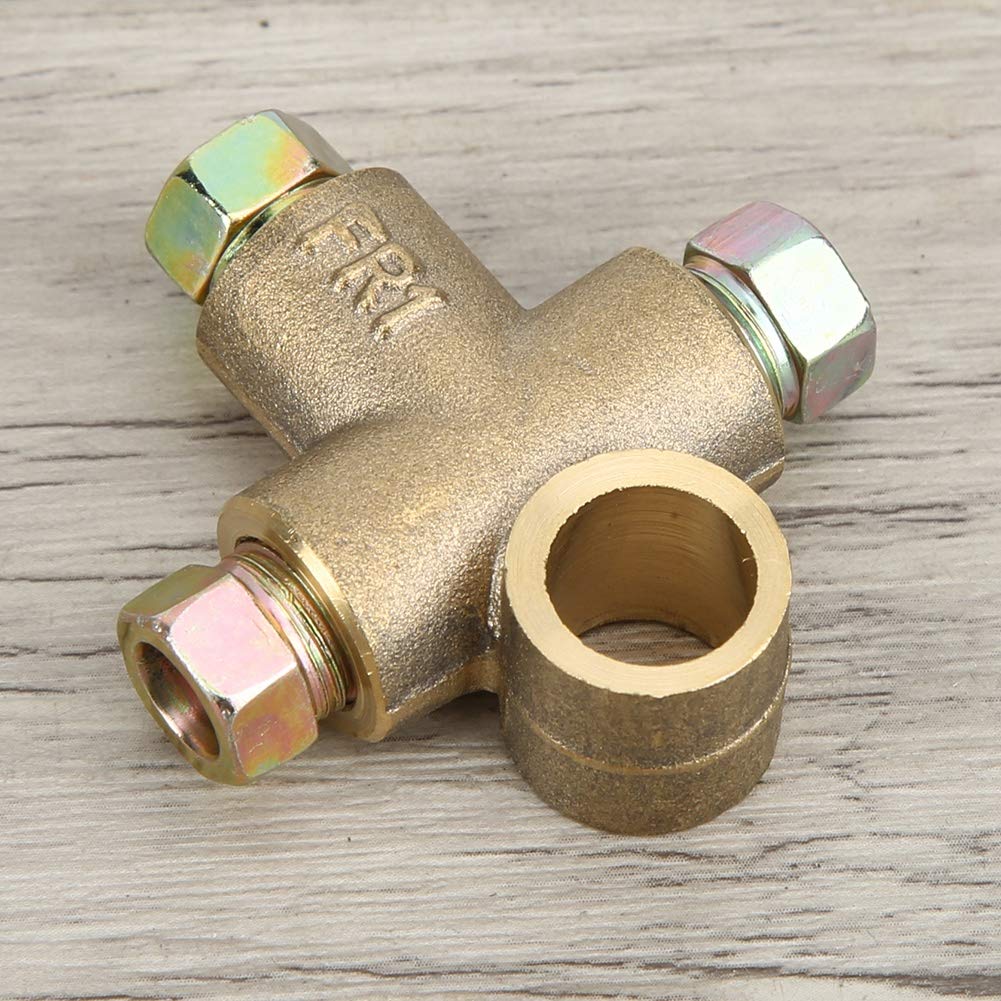 Watris Veiyi 3 Way T-Shape Brake Tee, T-Shape Brake Line Tee Union, Brake Tee Fittings with 3 Male Nuts Short Union M10 Fit for
