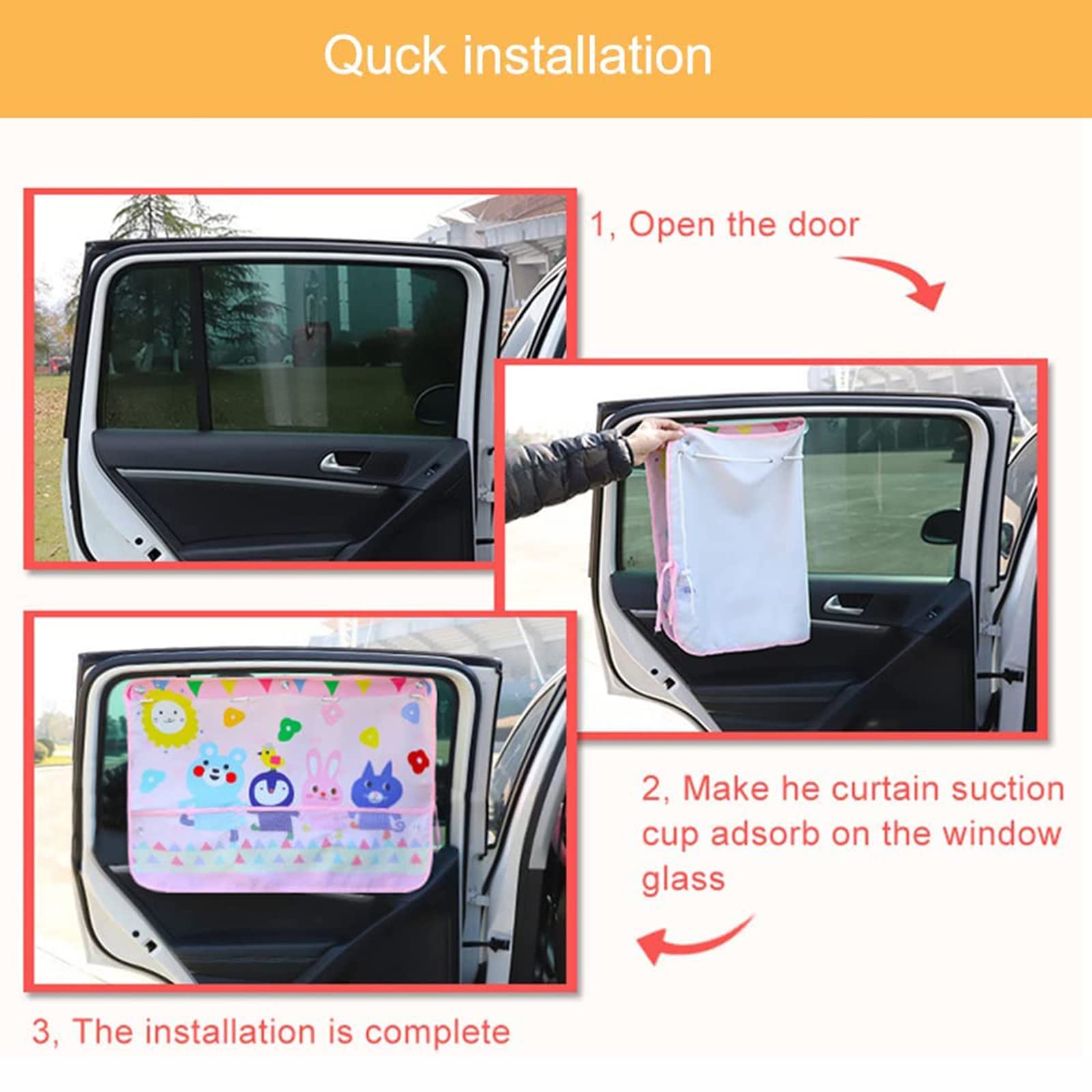 Car Sun Shade For Baby Kids Children 2 Pack Car Side Window Curtain Protector Protects From Sun Glare Heat Blocks Uv Rays Glare Car Interior Sun Blocker Blind (Litter Friends)