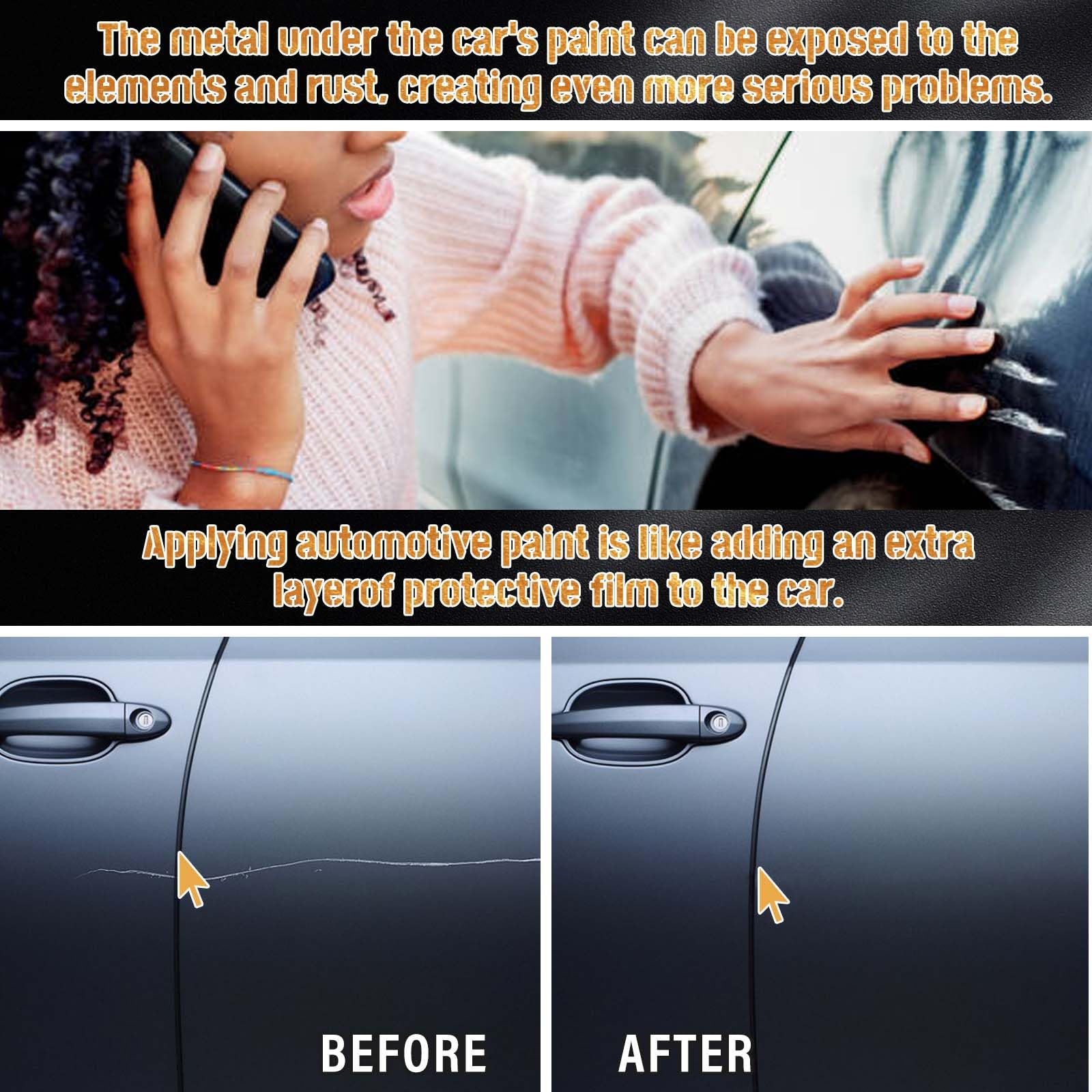 Touch Up Paint For Cars(Silver Black), Automotive Car Touch Up Paint Pen, Two-In-One Car Paint Scratch Repair, Car Scratch Remov