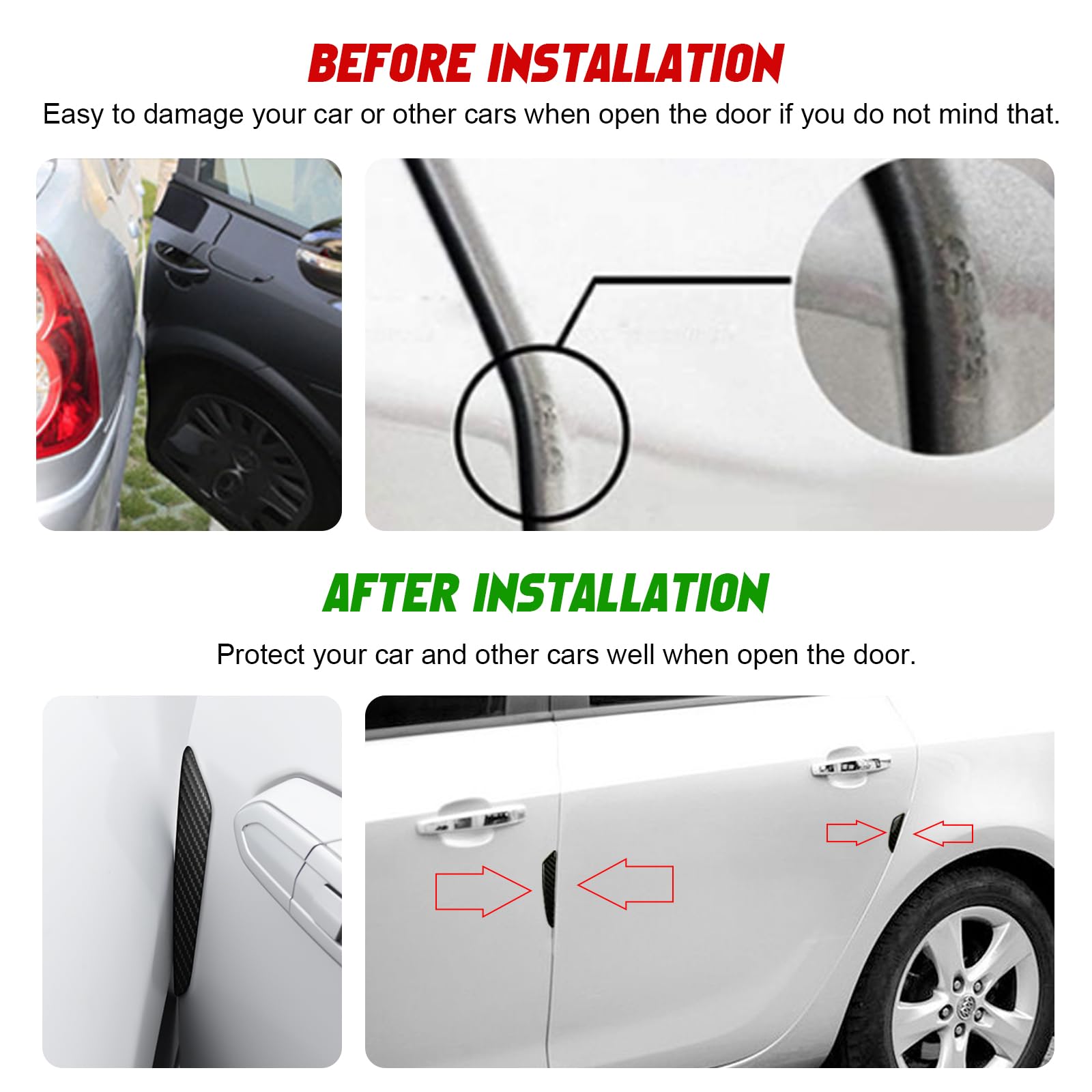Xotic Tech Car Side Door Edge Guards Protector Sticker Trim, Genuine Soft Carbon Fiber, Compatible With Sedan Suv Pickup Truck