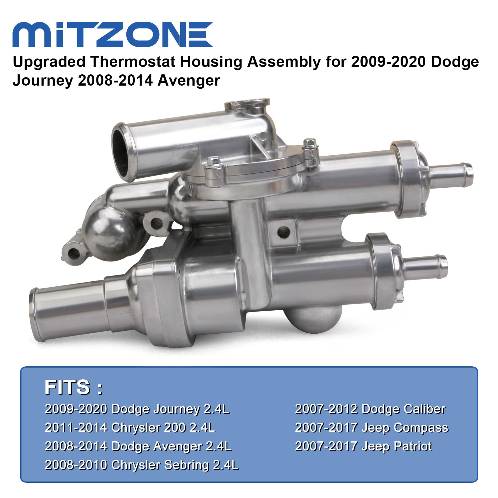 Mitzone Upgrade Aluminium Thermostat Housing Assembly Compatible With Dodge Jeep Chrysler Vehicle - 200 Sebring Compass Patriot
