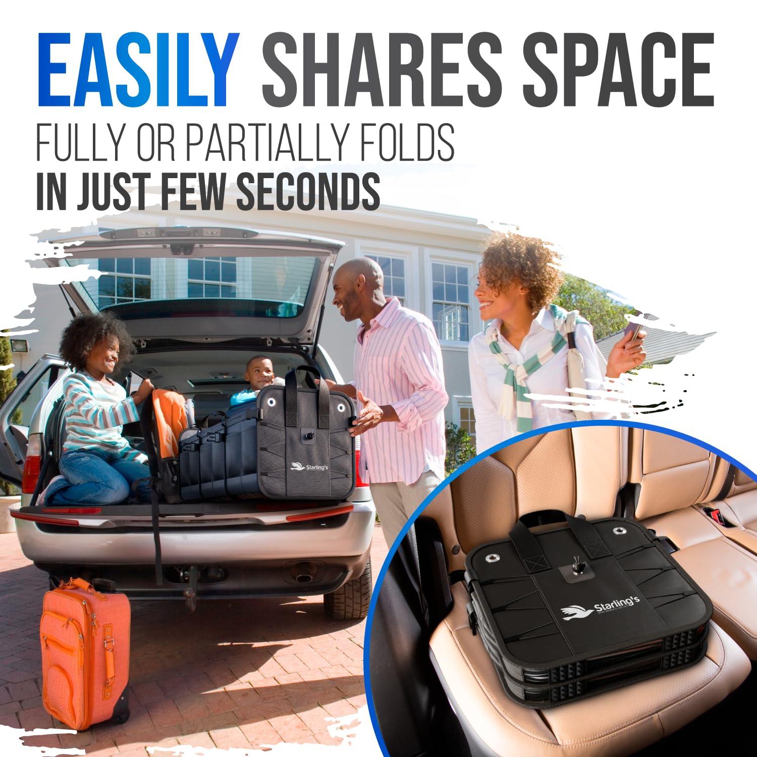 Car Trunk Organizer - Large Collapsible Storage Box With Adjustable Compartments - Heavy-Duty Cargo Organizer For Suv, Truck & C