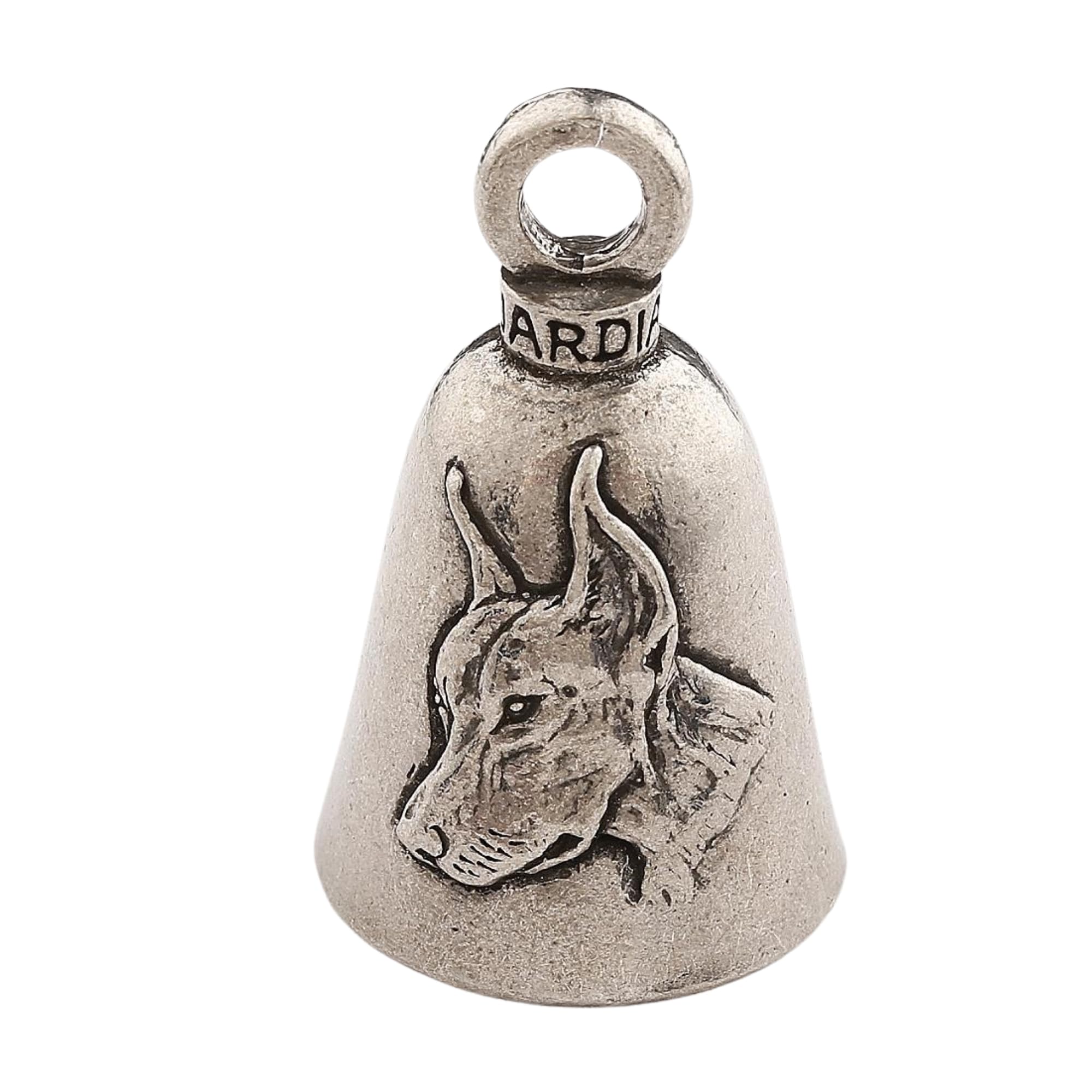 Guardian Bell Doberman Good Luck Bell W/Keyring & Black Velvet Gift Bag | Motorcycle Bell | Lead-Free Pewter | Made In Usa