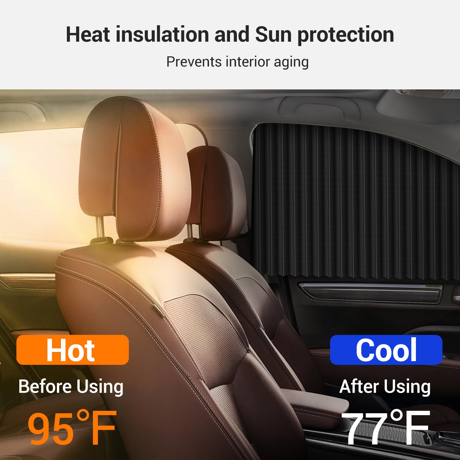 Zatooto Car Side Window Sun Shades - Front Privacy Magneic Black 2 Pcs Automotive Covers - Sunshades Curtain Prevent Glare And U