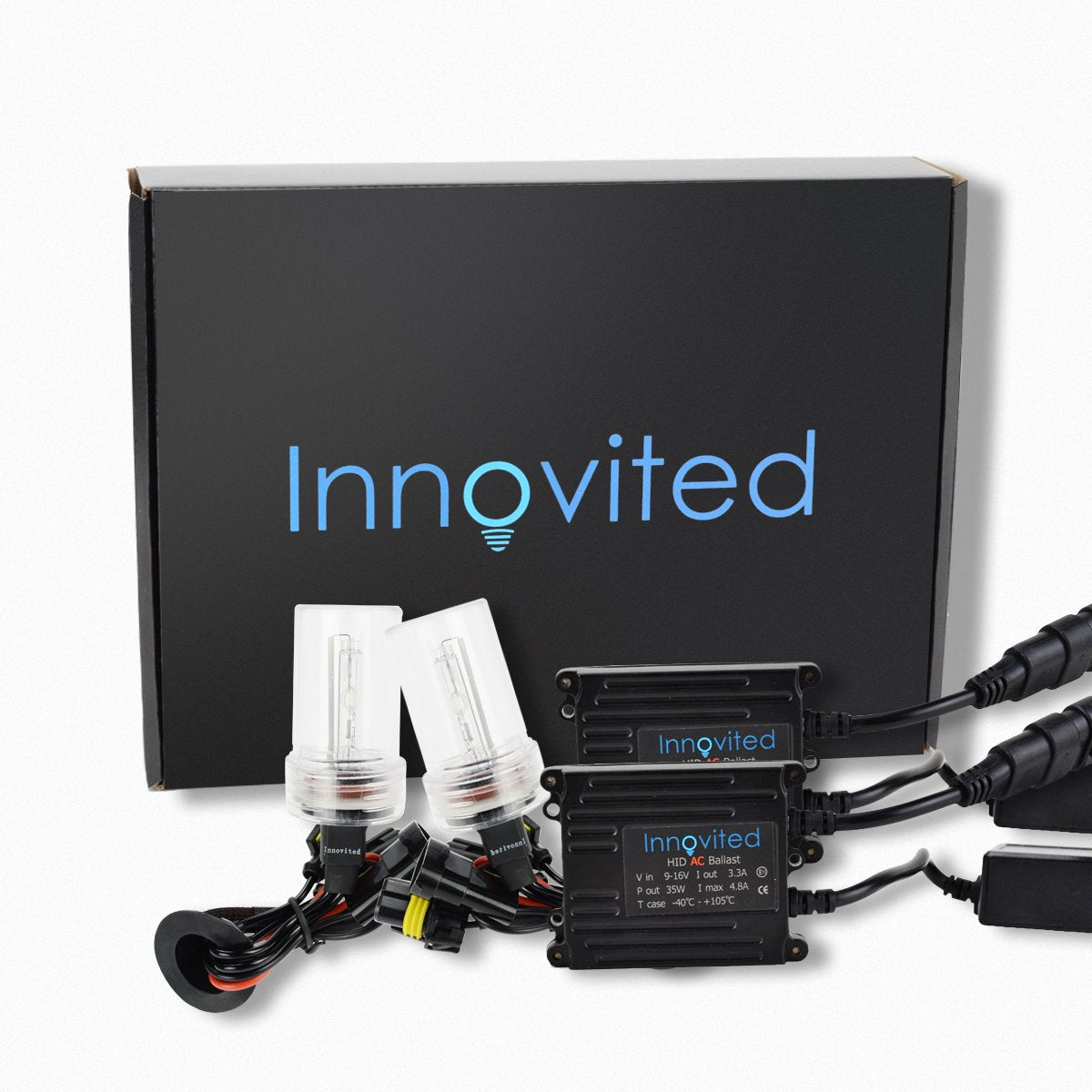 Innovited 9006 8000K 35W Ac Xenon Hid Bundle With Slim Ac Ballast (1 Pair) And (1 Pair) Xenon Bulbs (Light Blue)