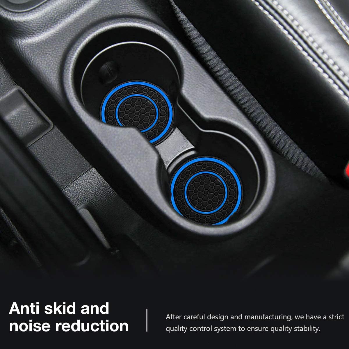 Auprite Car Cup Holder Coasters, 2 Pack Universal Auto Anti Slip Cup Holder Insert Coaster, Car Interior Accessories (Blue)