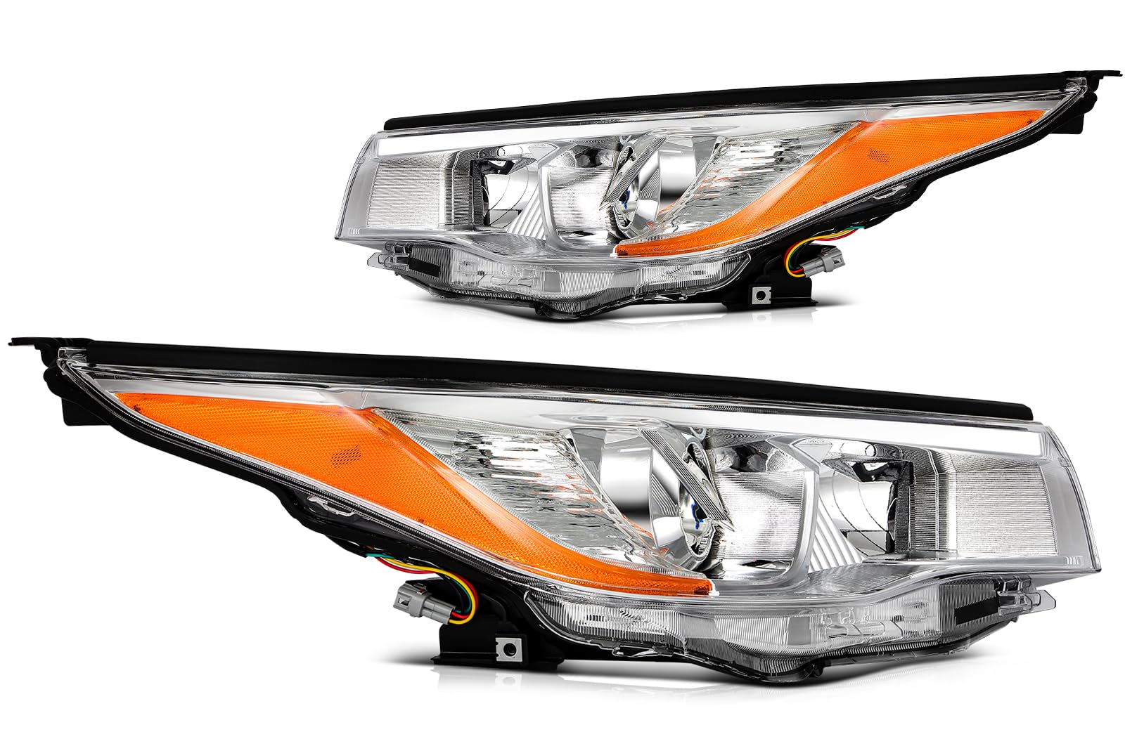 OCPTY Headlight assembly Pair Replacement for 2014-2016 for Toyota Highlander Chrome Housing clear lens Bulbs Not Included 81170