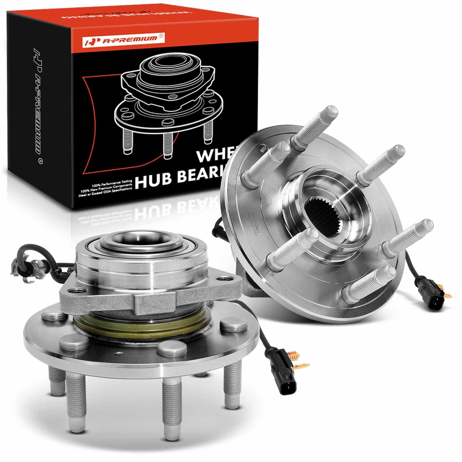 A-Premium Pair [2] Front Wheel Bearing and Hub Assembly Compatible with Chevy Silverado 1500 Suburban Tahoe GMC Sierra 1500 Yuko