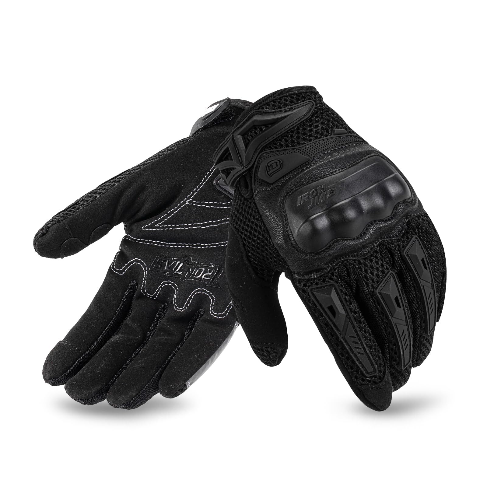 Iron Jia'S Motorcycle Gloves For Men And Women - Motorbike Powersports Racing Gloves With Hard Knuckle Touchscreen For Bmx Atv Mtb Riding (Black L)