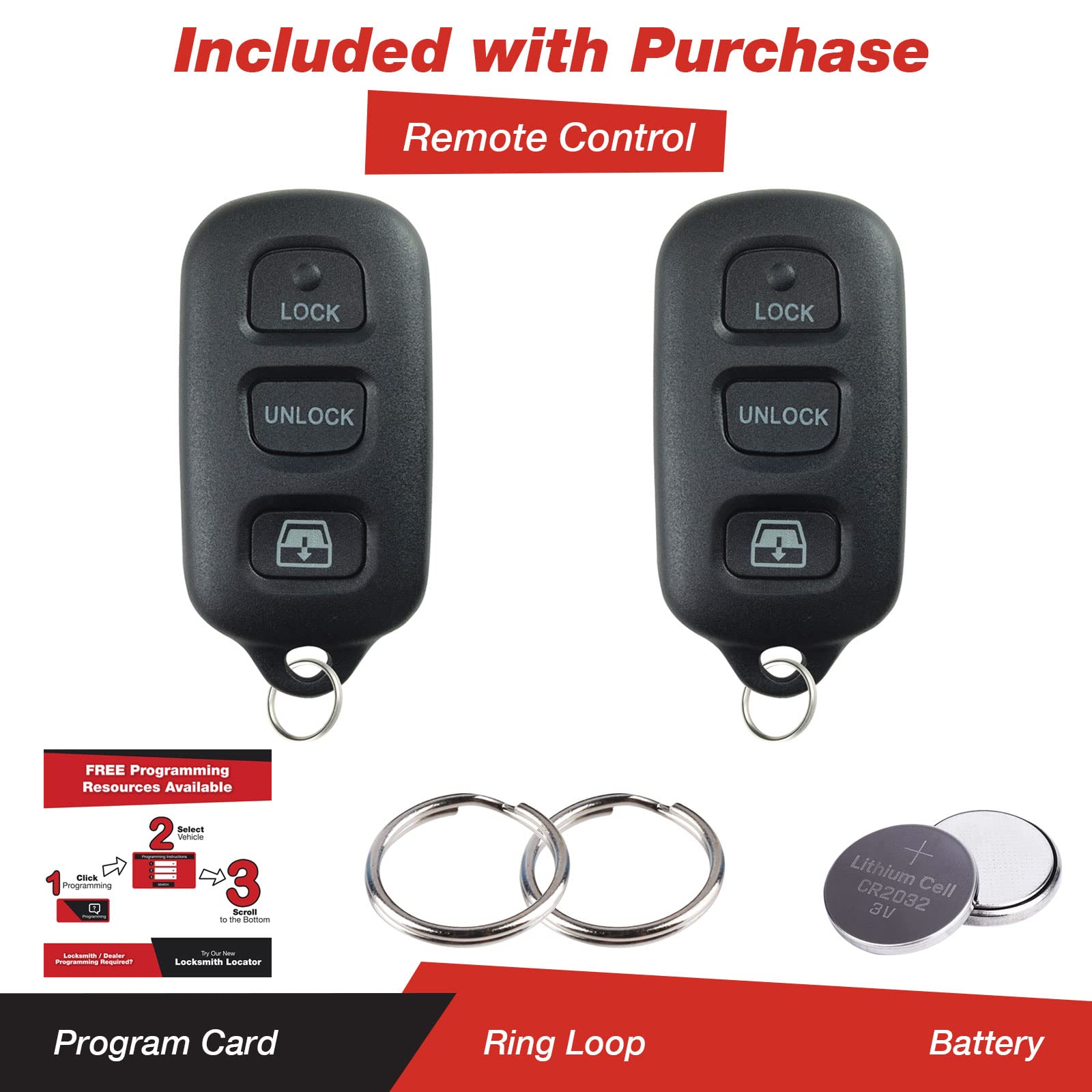 KeylessOption Keyless Entry Remote Control Car Key Fob Replacement for HYQ12BAN, HYQ12BBX, HYQ1512Y (Pack of 2)