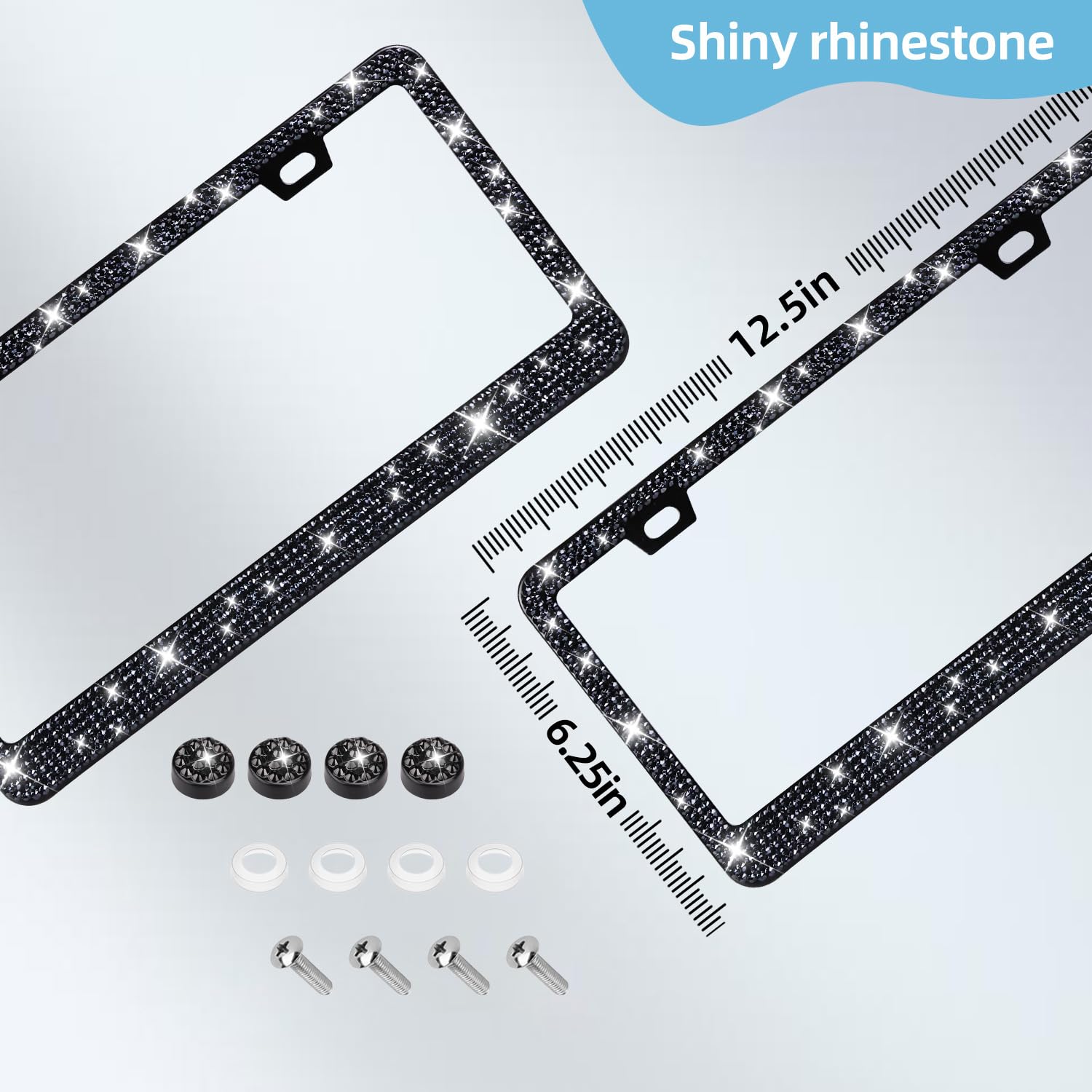 Ewbn Bling License Plate Frame For Women, Diamond Car Accessories License Plate Holder,Sparkly Rhinestone Premium Stainless Stee