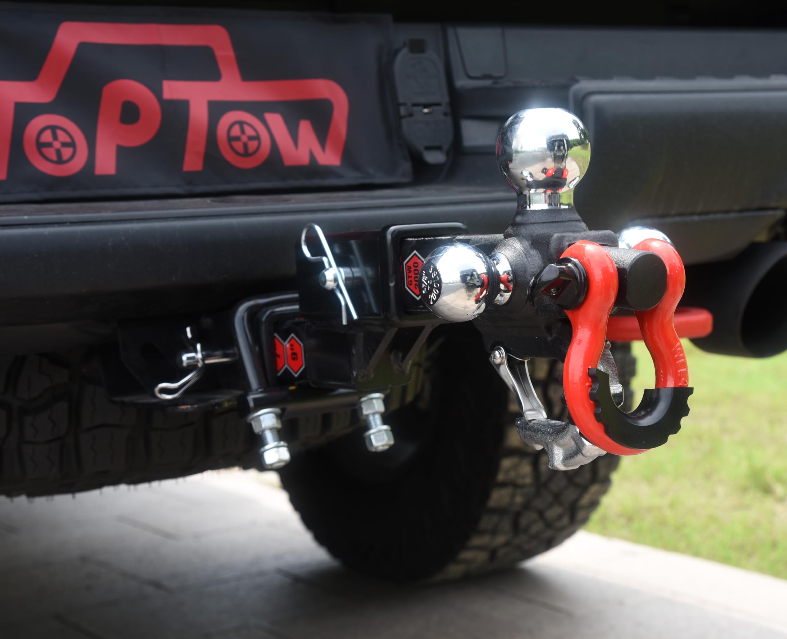 TOPTOW Tri-Ball Hitch Mount with Chrome Tow Balls, 1-7/8", 2", 2-5/16", Alloy Steel, Model 64062, Fits 2