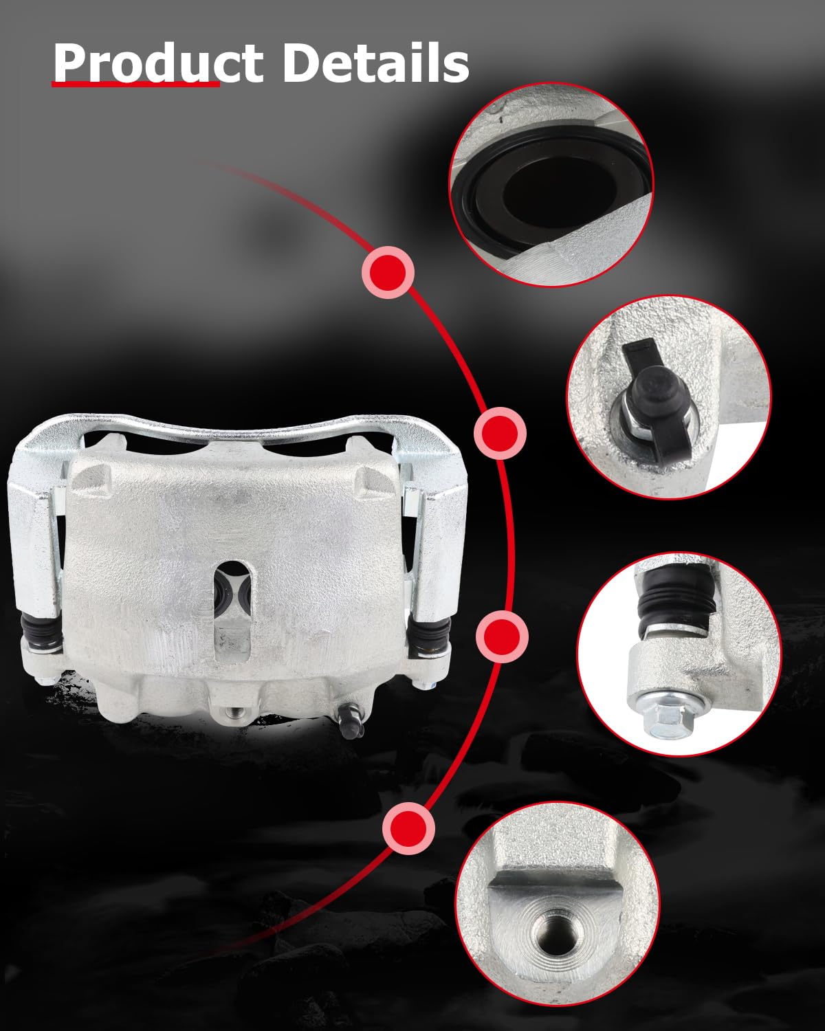 cciyu 18-B4974 Front Right Brake Caliper With Bracket For Ford For F-150 2005-2008,For Ford For Lobo 2005-2008,For Lincoln For M
