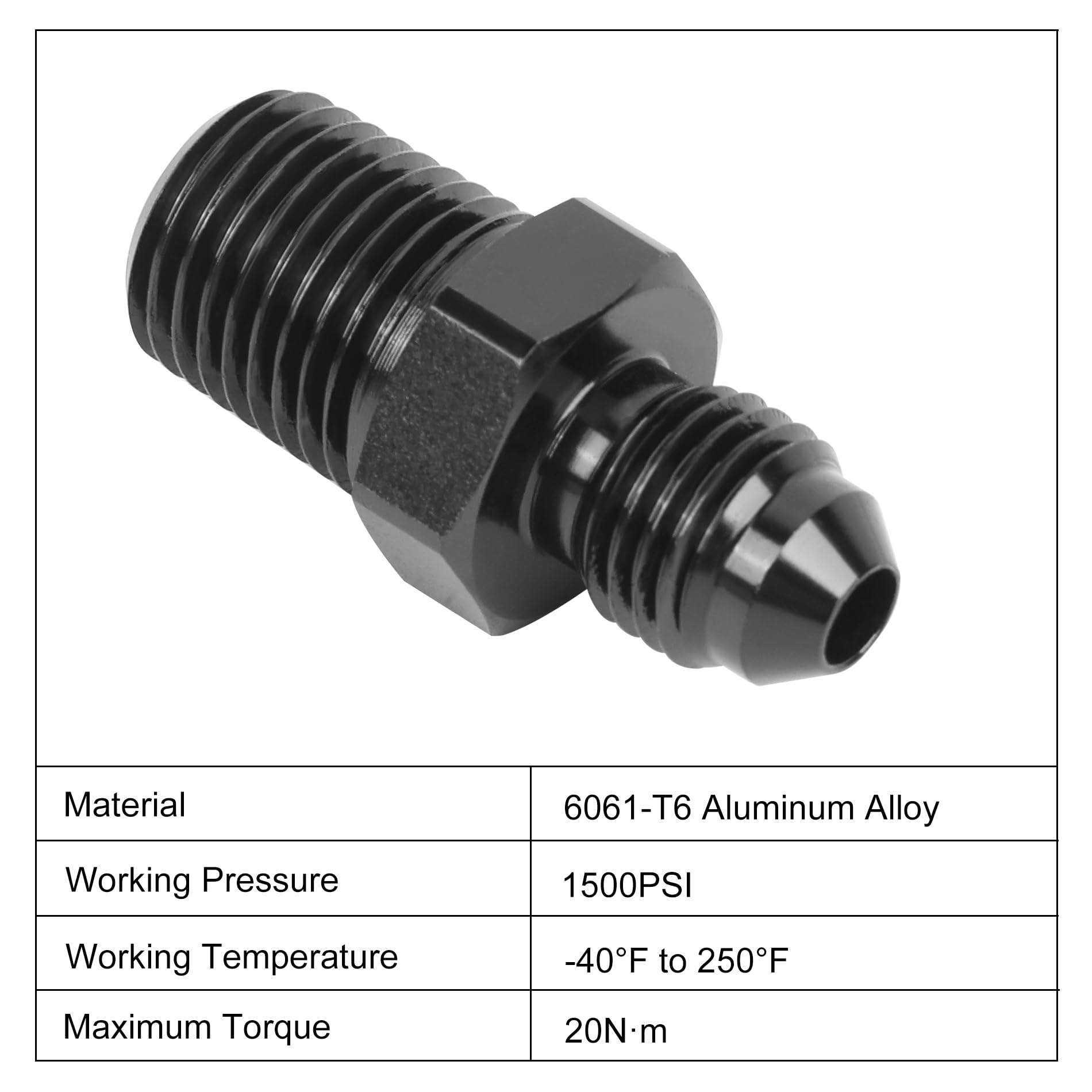 EVIL ENERGY 4AN Male Flare to 1/4'' NPT Pipe Fitting Adapter Aluminum Straight Black 4PCS