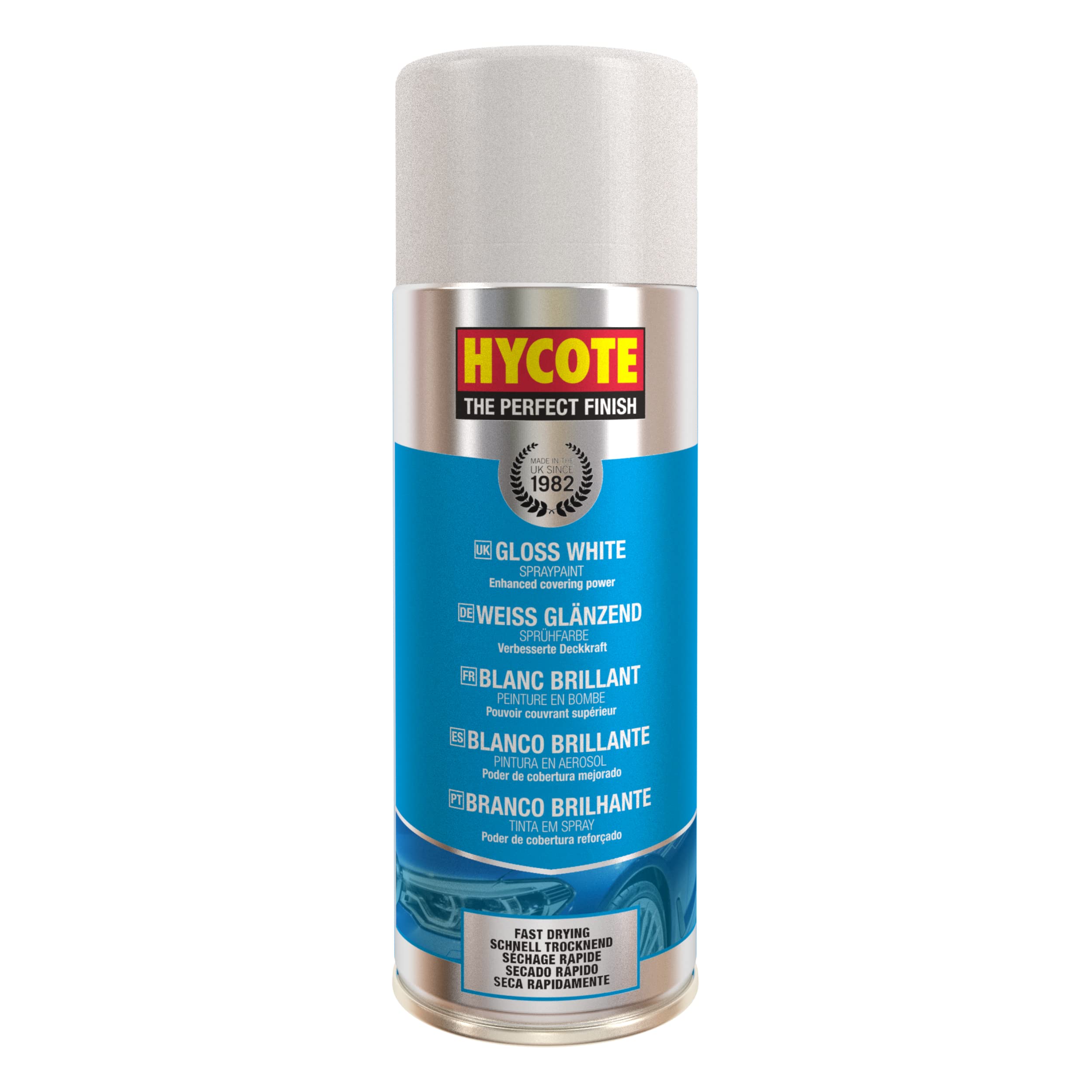 Hycote Fast Drying Aerosol Car Spray Paint, Gloss White, 13.5 Oz