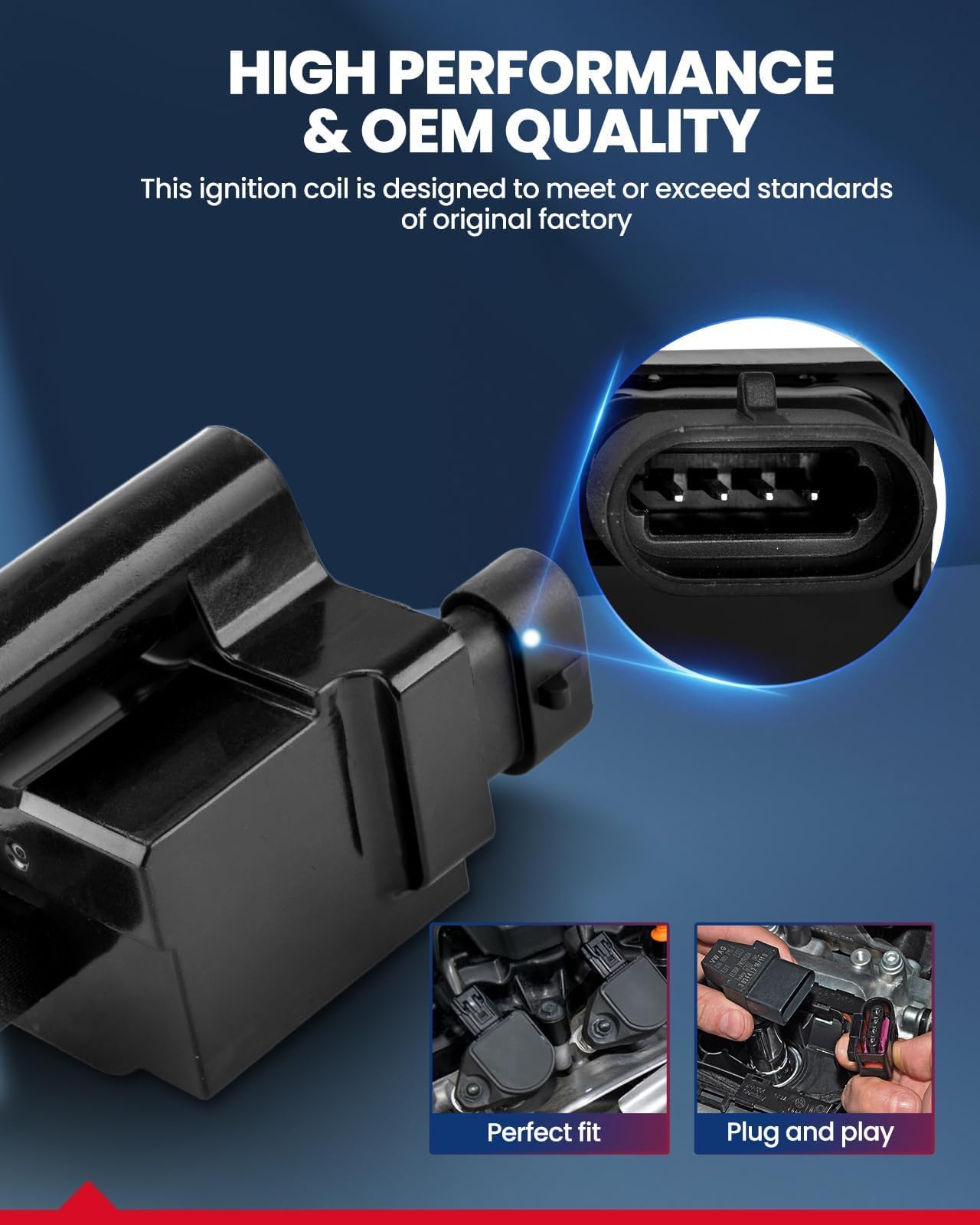 KAX UF305 Ignition Coil 1 Packs Fit for Grand Caravan 2001-2010,Town & Country 2001-2010,Wrangler 2007-2011,Caravan 2001-2007,Ro