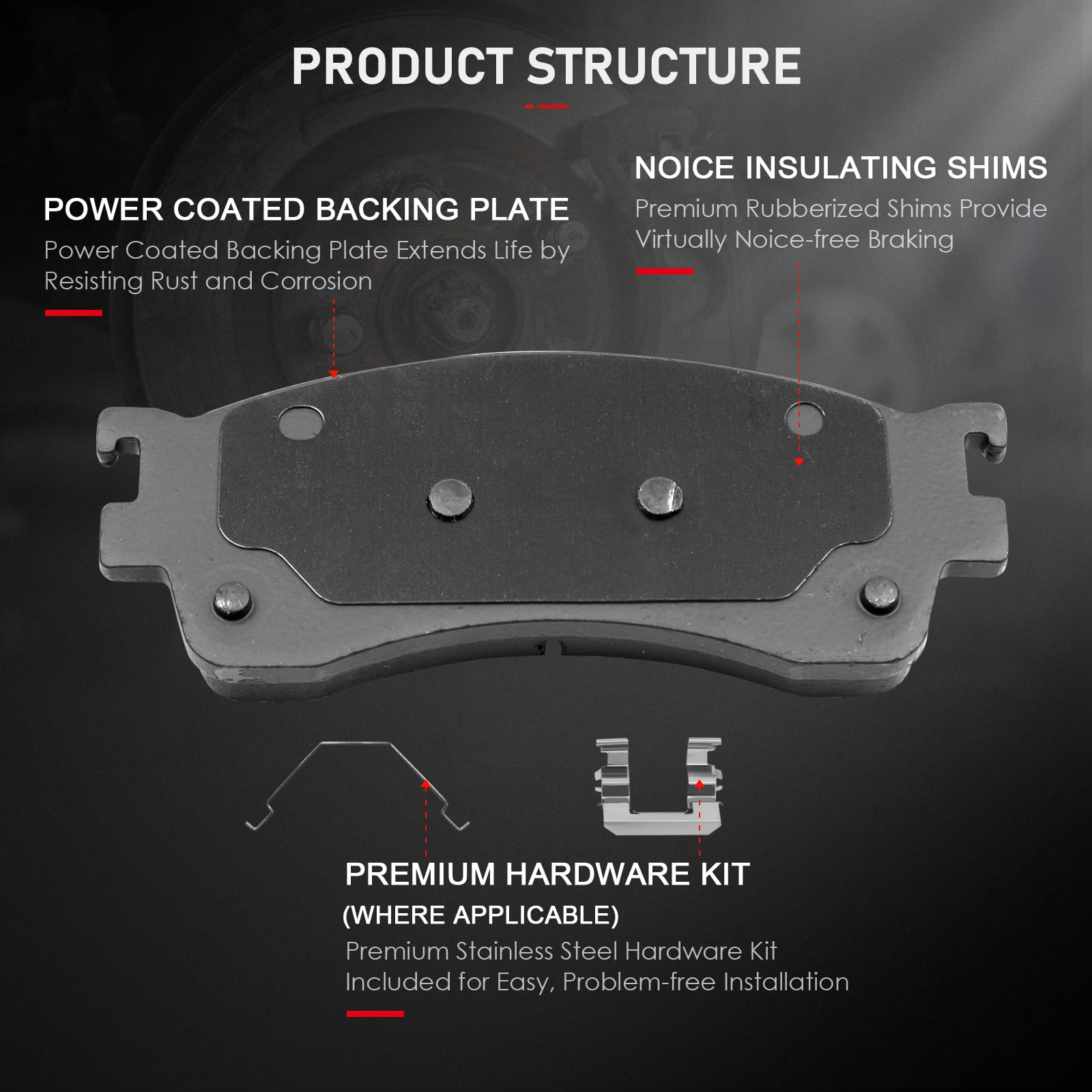Cciyu D893 D892 Ceramic Front Rear Brake Pad Set Fit For 2001-2003 For Mazda Protege,2002-2003 For Mazda Protege5