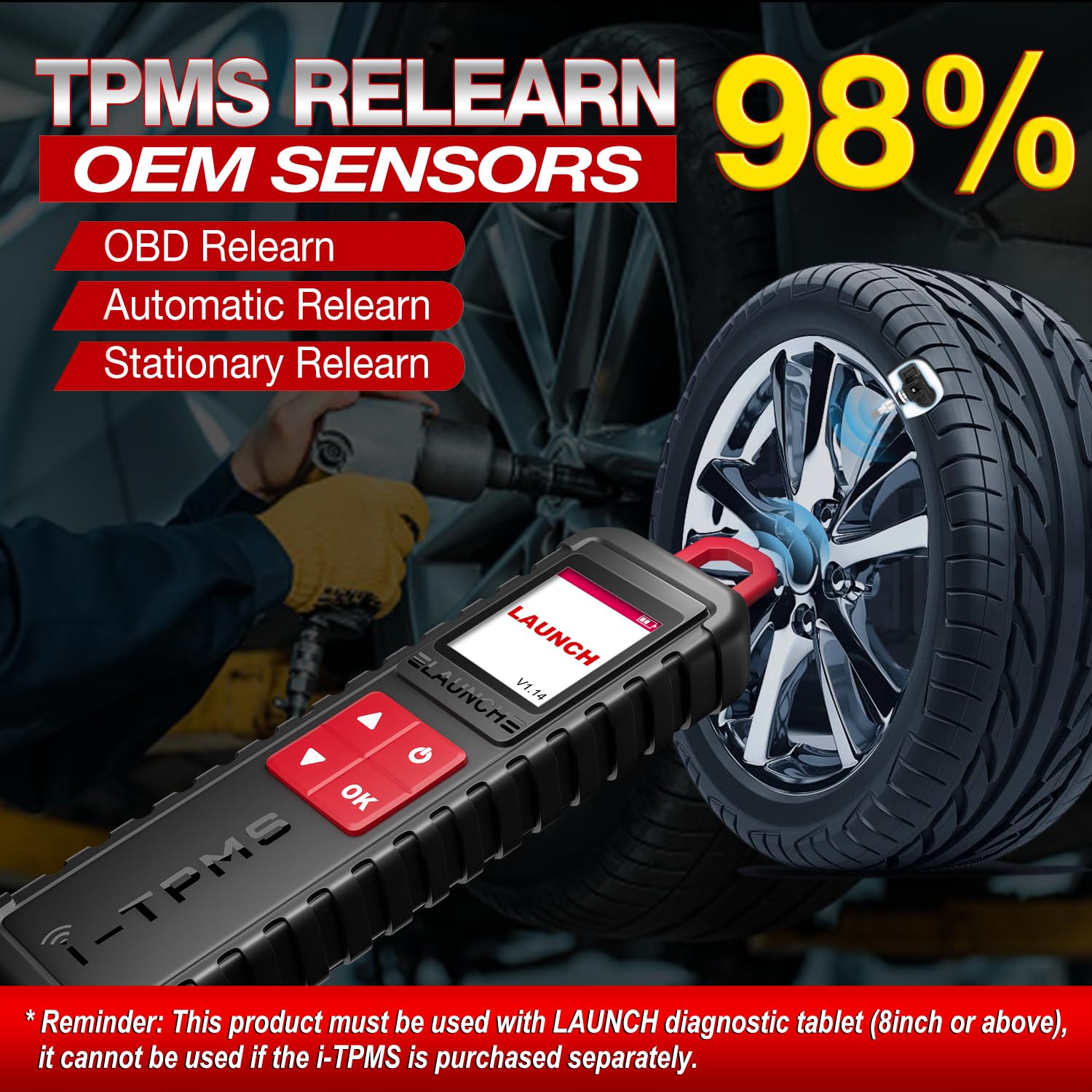 LAUNCH X-431 TSGUN Tire Pressure Detector Tool - Relearn, Reset, Coding for TPMS Sensors, Android Compatible, TSGUN-NEW