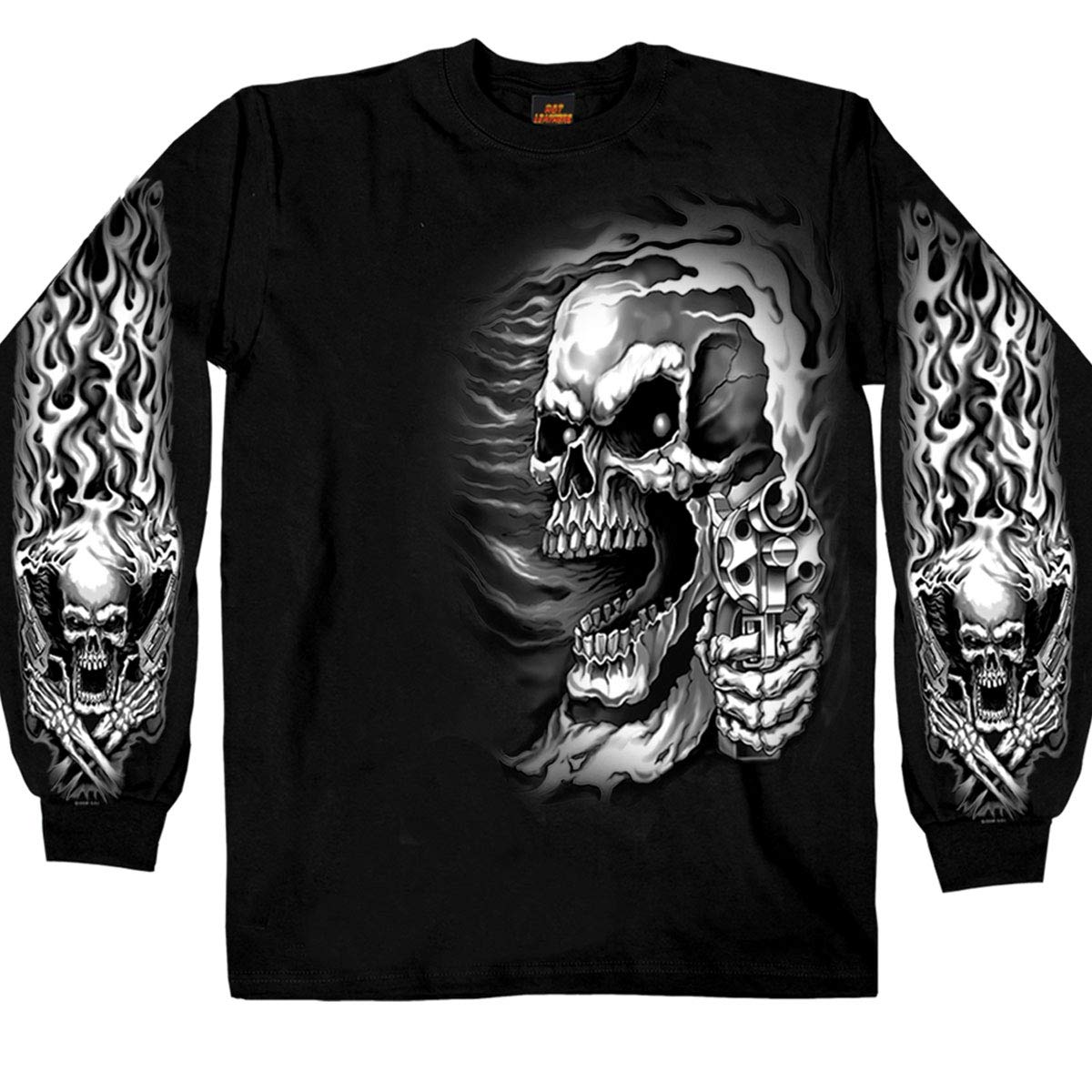 Hot Leathers Mens Motorcycle Gmd2076 Assassin Black Long Sleeve Shirt, Black, Large