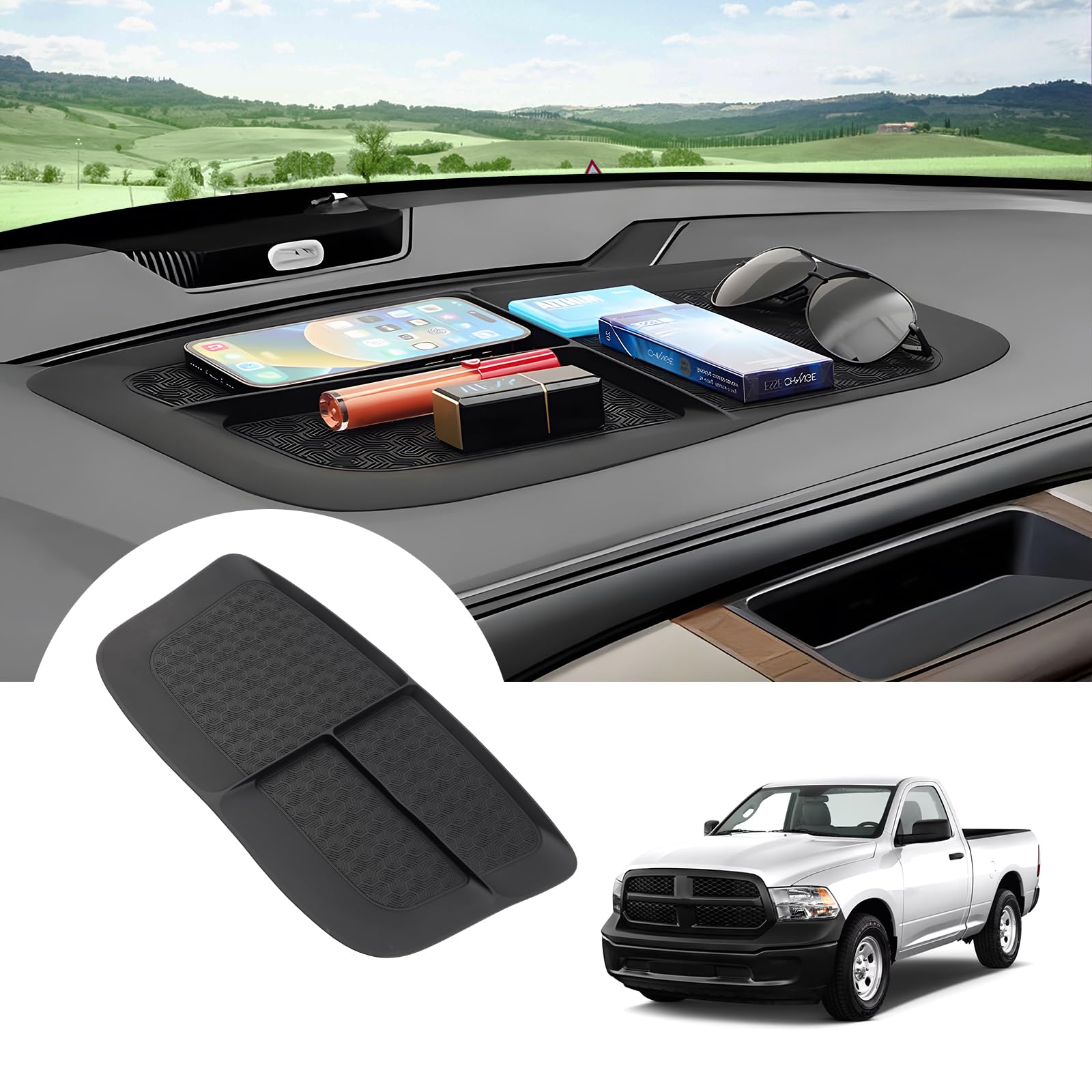 Autorder Dashboard Mat For 2011-2018 Dodge Ram 1500 2500 3500 Accessories Anti-Slip Mat Silicone Dash Mat For Ram Dash Liner Pad