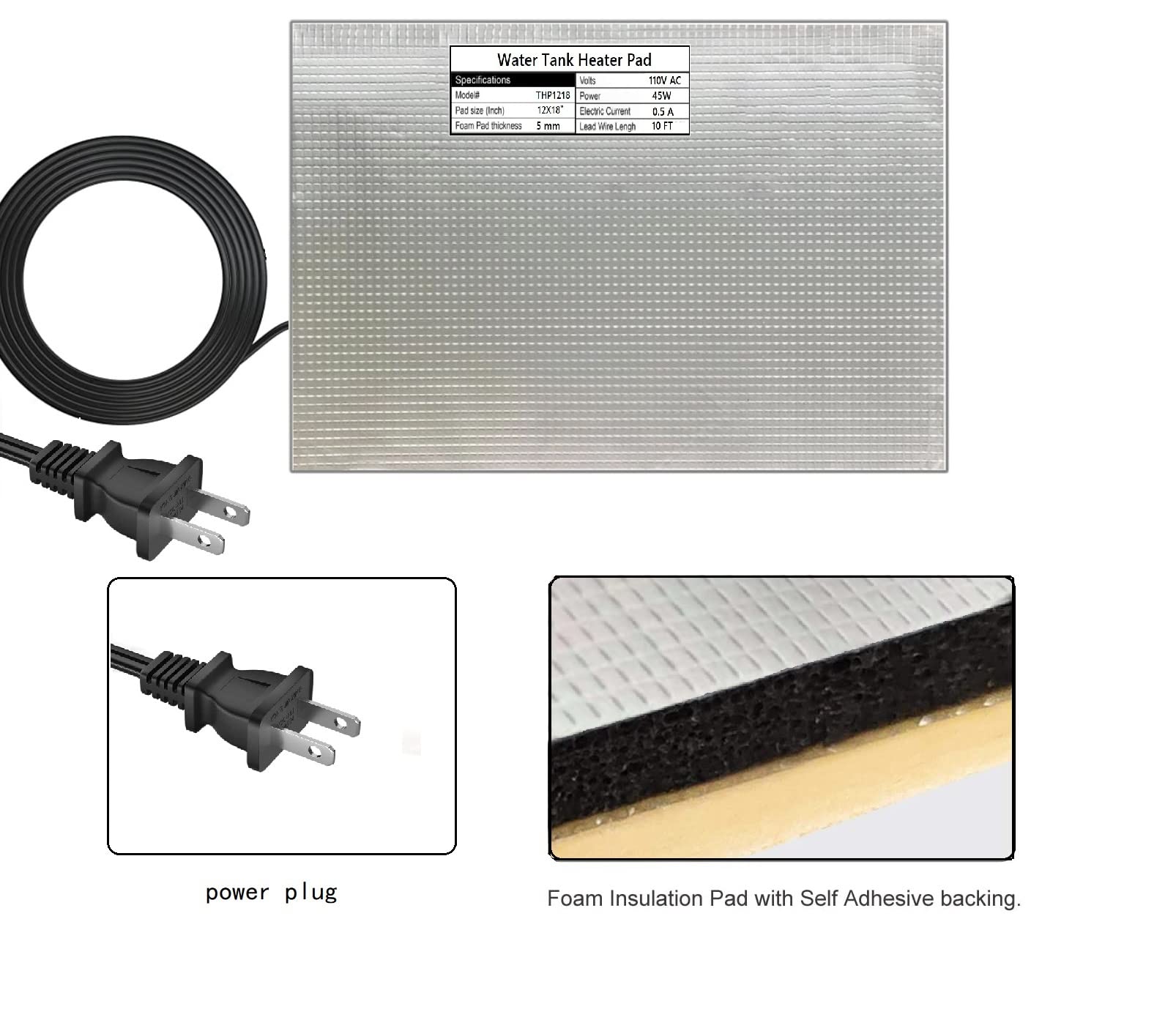 H&G lifestyles RV Holding Tank Heater Pad Use with Up to 50 Gallons Fresh Water 120V 12'' x 18'' Holding Tank Heating Pad with C
