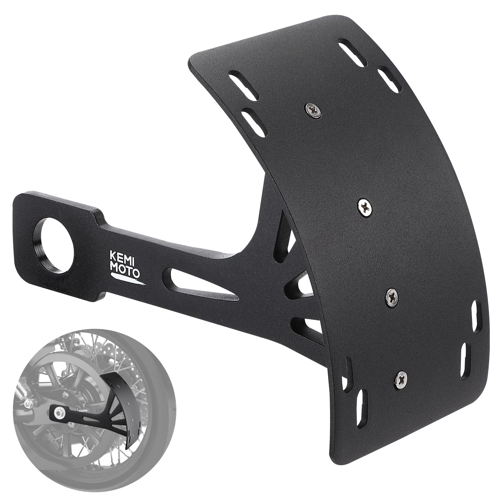 Kemimoto Motorcycle License Plate Bracket Universal Black Curved Motorcycle License Plate Holder Side Motorcycle License Plate M