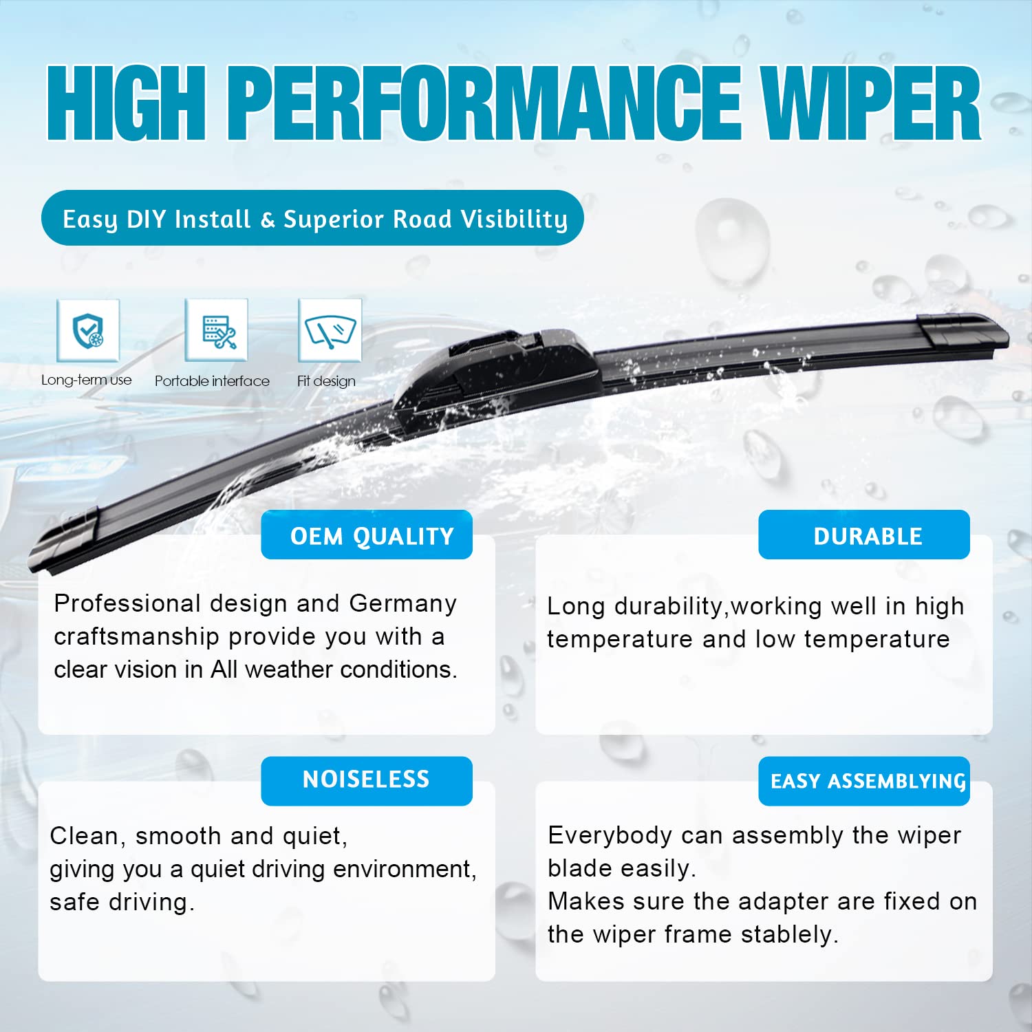 Vtogoi Wiper Blades With Rear Wiper Blades Set For Toyota Sienna 2011-2020,Automotive Replacement Windshield Wiper Blades, That