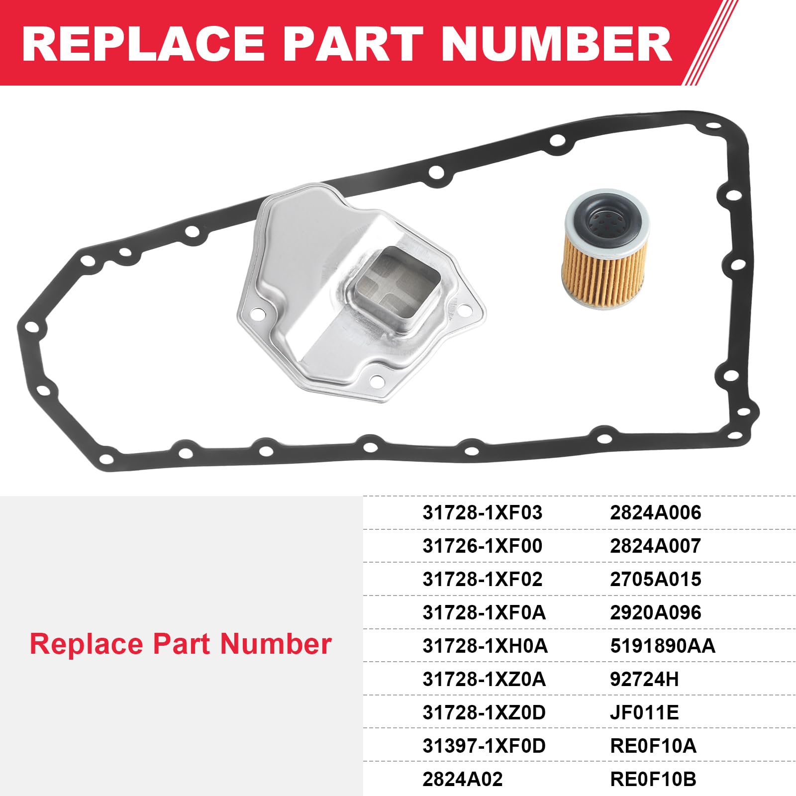 Transmission Filter Oil Pan Gasket Kit Fits for Nissan Altima Rogue Sentra NV200 Dodge Caliber Jeep Mitsubishi Replaces# 31728-1