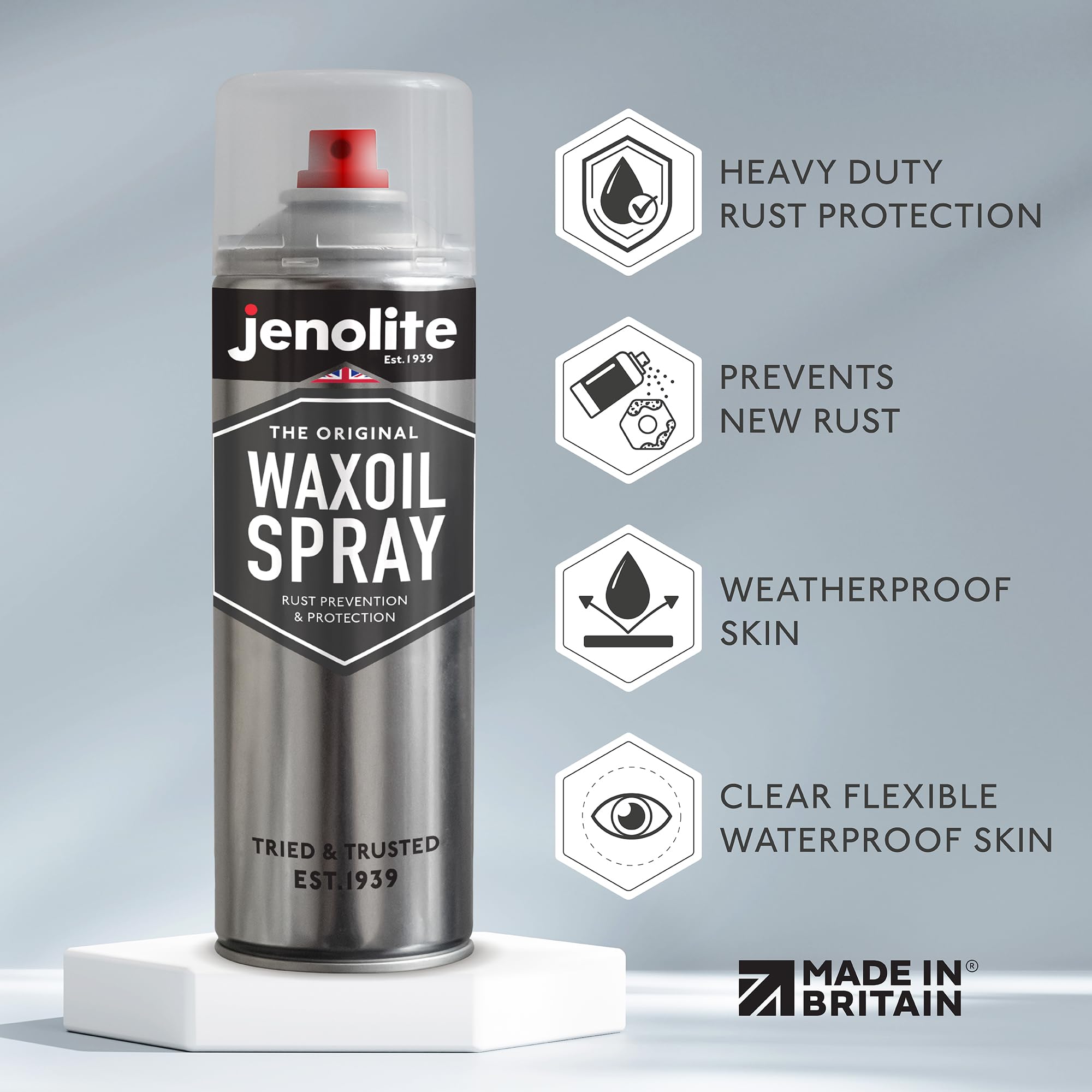 JENOLITE Waxoil Rust Prevention Spray - 500ml Clear Aerosol for Car/Bike/Motorcycle Corrosion Protection (Model 89005)