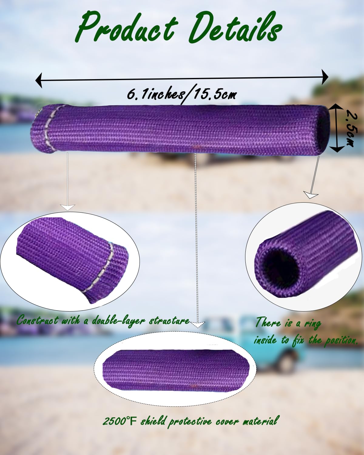Qintisoy Spark Plug Heat Shield Sleeve 8 PCS, 6" Protector, 2500°F, Purple for LS1/LS2 SBC BBC 350 454 Car Truck
