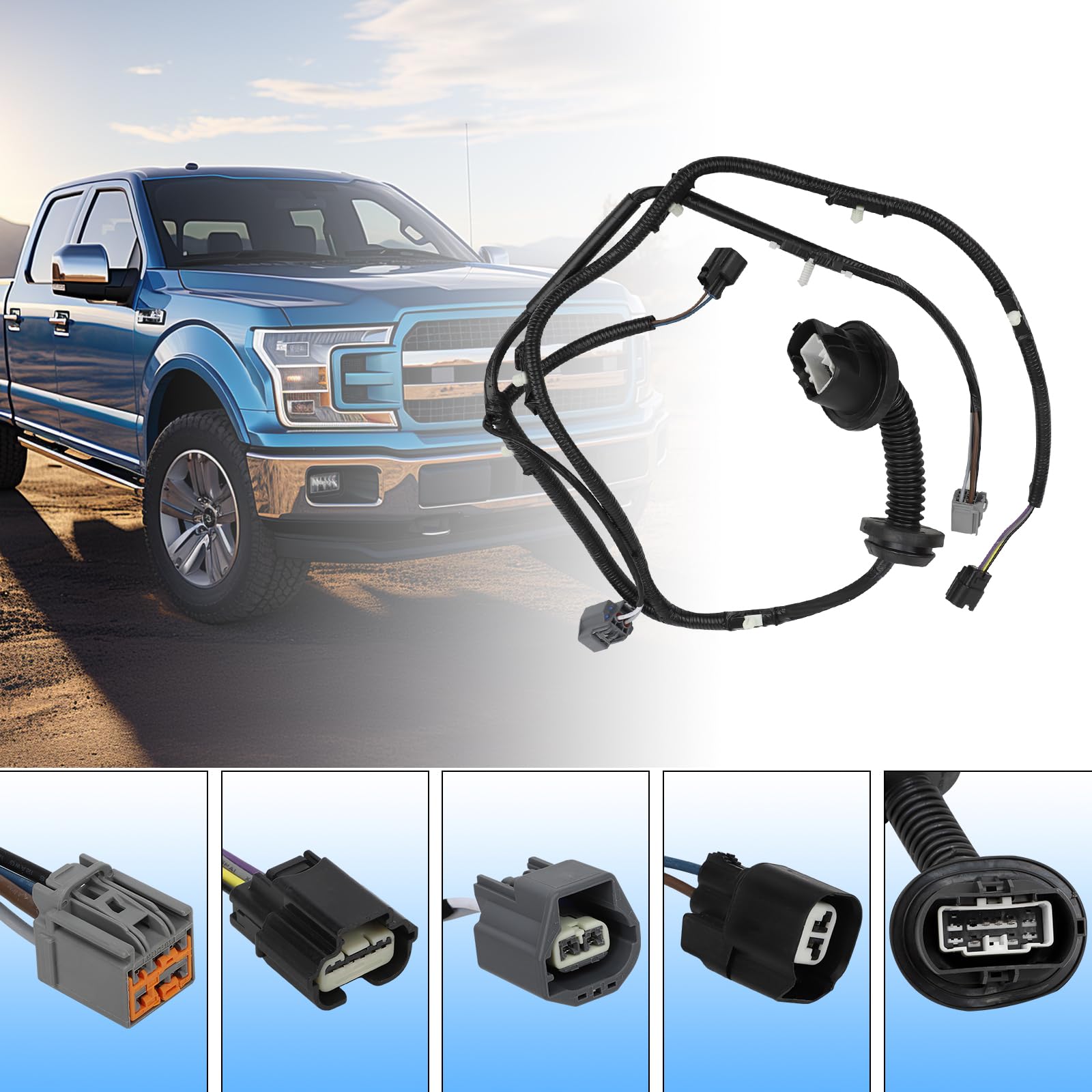 B.ZSSY Rear Left Door Jumper Wire Assembly for 2009-2014 Ford F150, Black Plastic Driver Side Harness, Replaces 9L3Z-14631-CAA