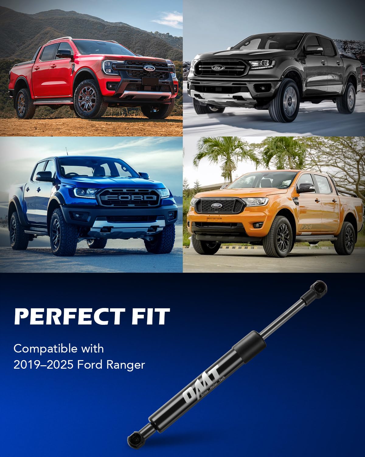 Orion Motor Tech Truck Tailgate Assist, Pickup Tailgate Lift Assist Compatible With 2019 2020 2021 2022 2023 2024 2025 Ford Rang