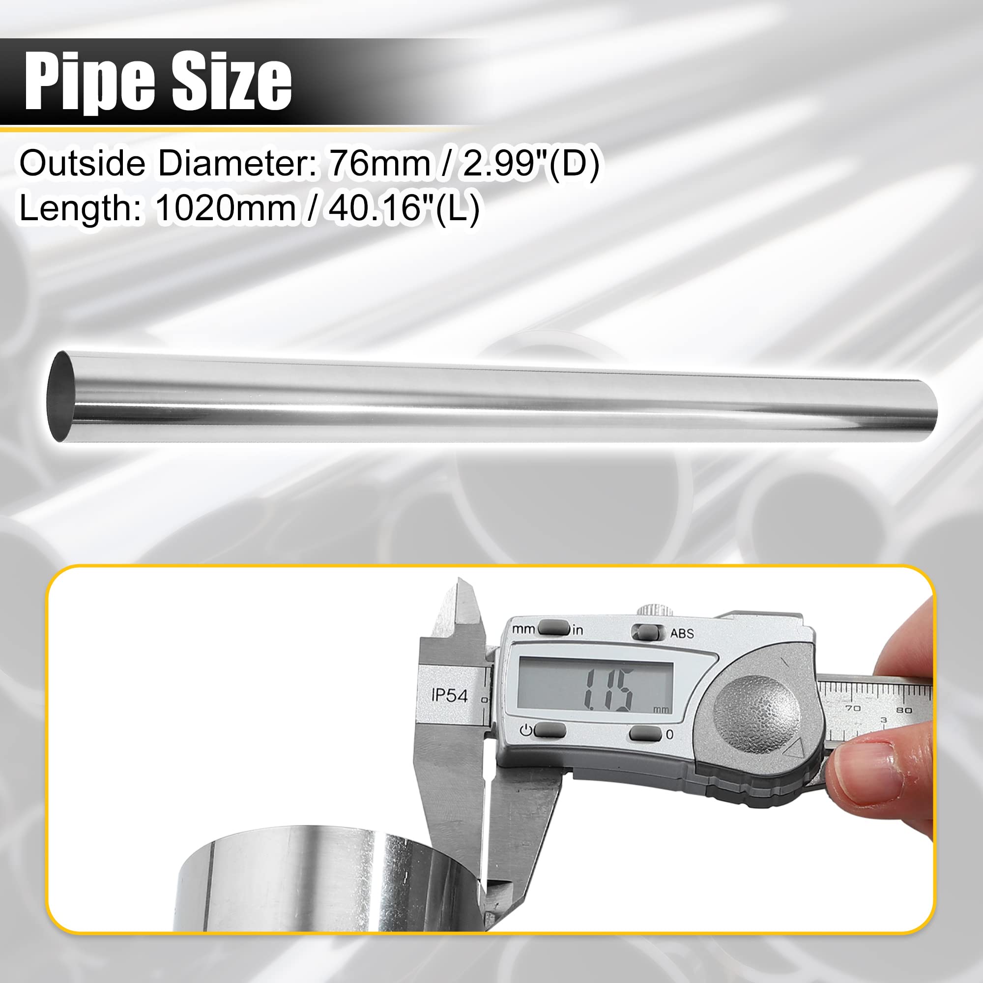 X AUTOHAUX Straight 3'' OD 40'' Length DIY Custom Mandrel Exhaust Pipe 3 Inch Tube Pipe T304 Stainless Steel Universal Fit