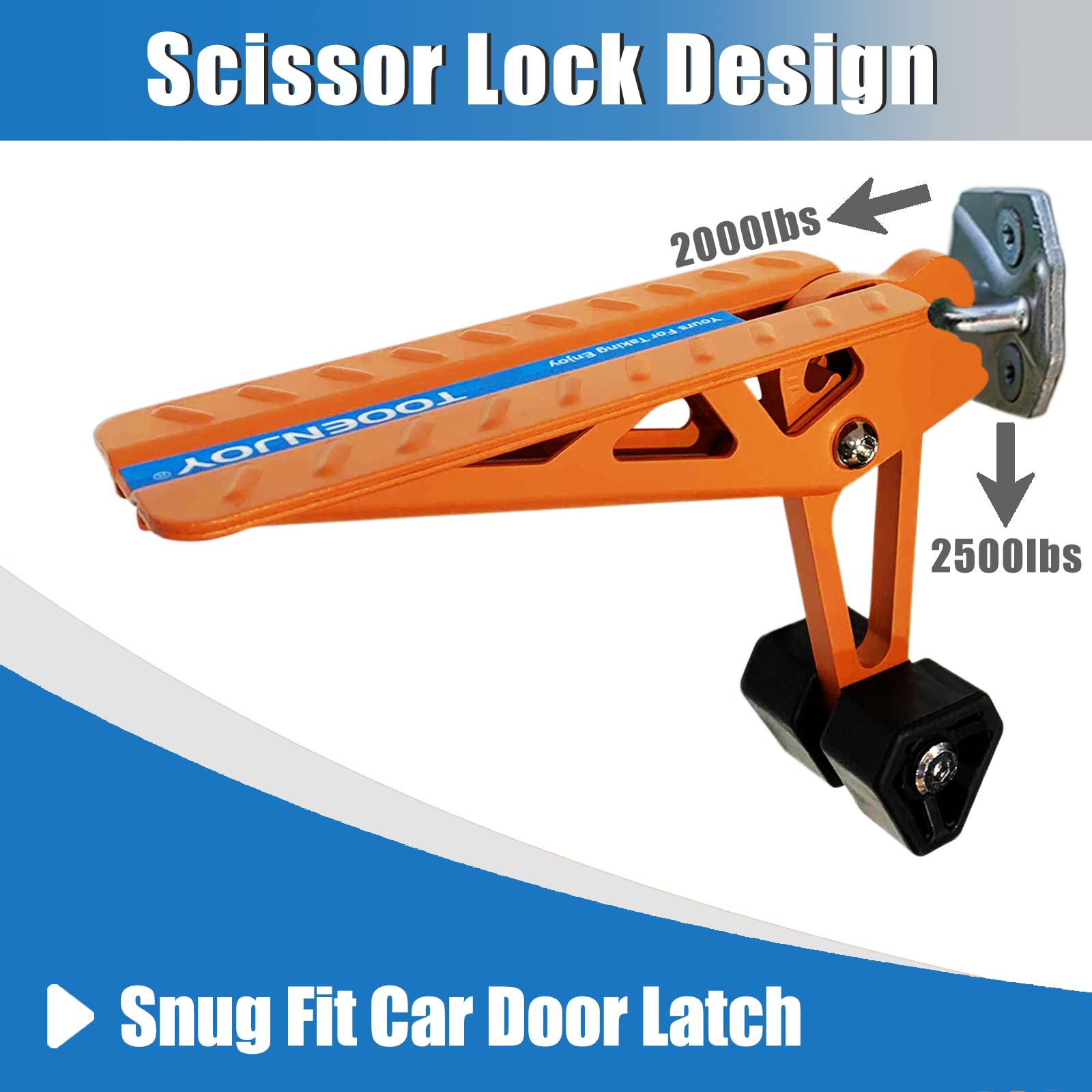 TOOENJOY Universal Fit Car Door Step - Foldable Roof Rack Access Pedal, Max Load 400 lbs, Orange, Model 101