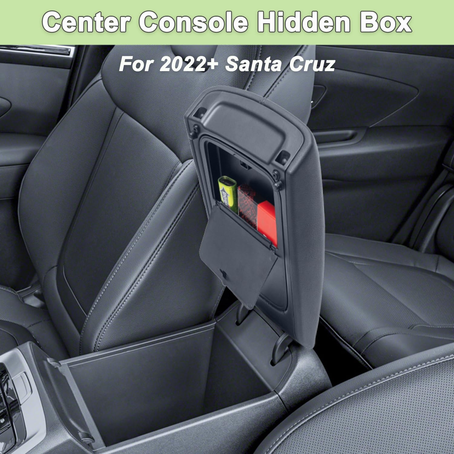 PIMCAR Center Console Hidden Organizer for Hyundai Santa Cruz 2022-2025, Armrest Storage Box with Secret Compartment, Model 20240905