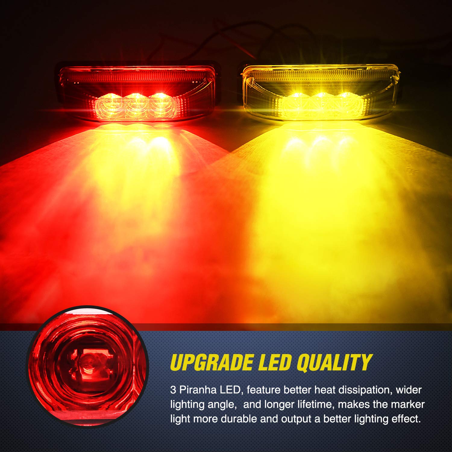 Nilight 10Pcs 3 Led Trailer Light 3.9 Inch Front Rear Side Marker Lights Clearance Indicator Waterproof Sealed Surface Mounted M