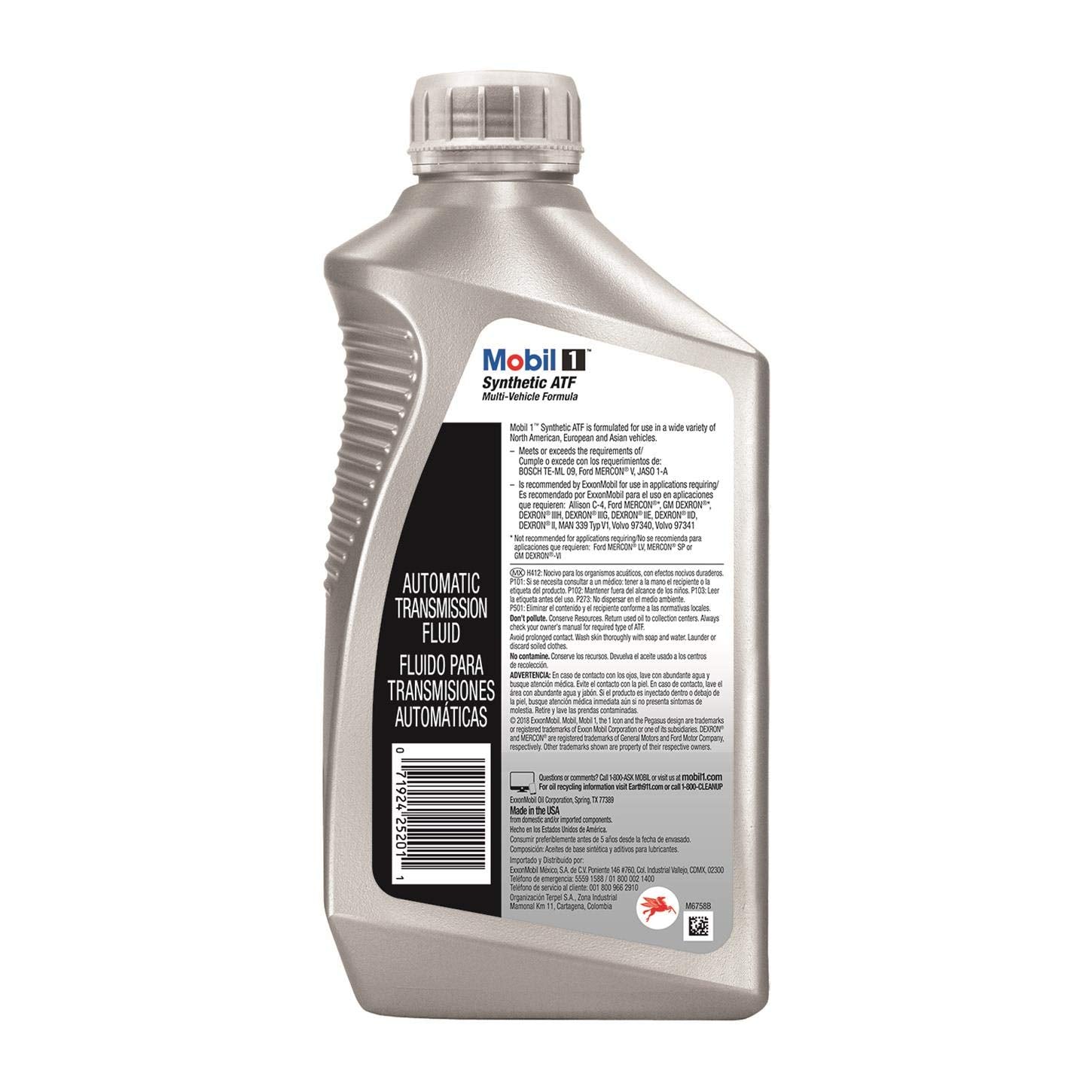 Mobil 1 Synthetic Automatic Transmission Fluid - 1 Quart (32 oz) - Model 112980 - High-Performance Synthetic Fluid for Smooth Shifting