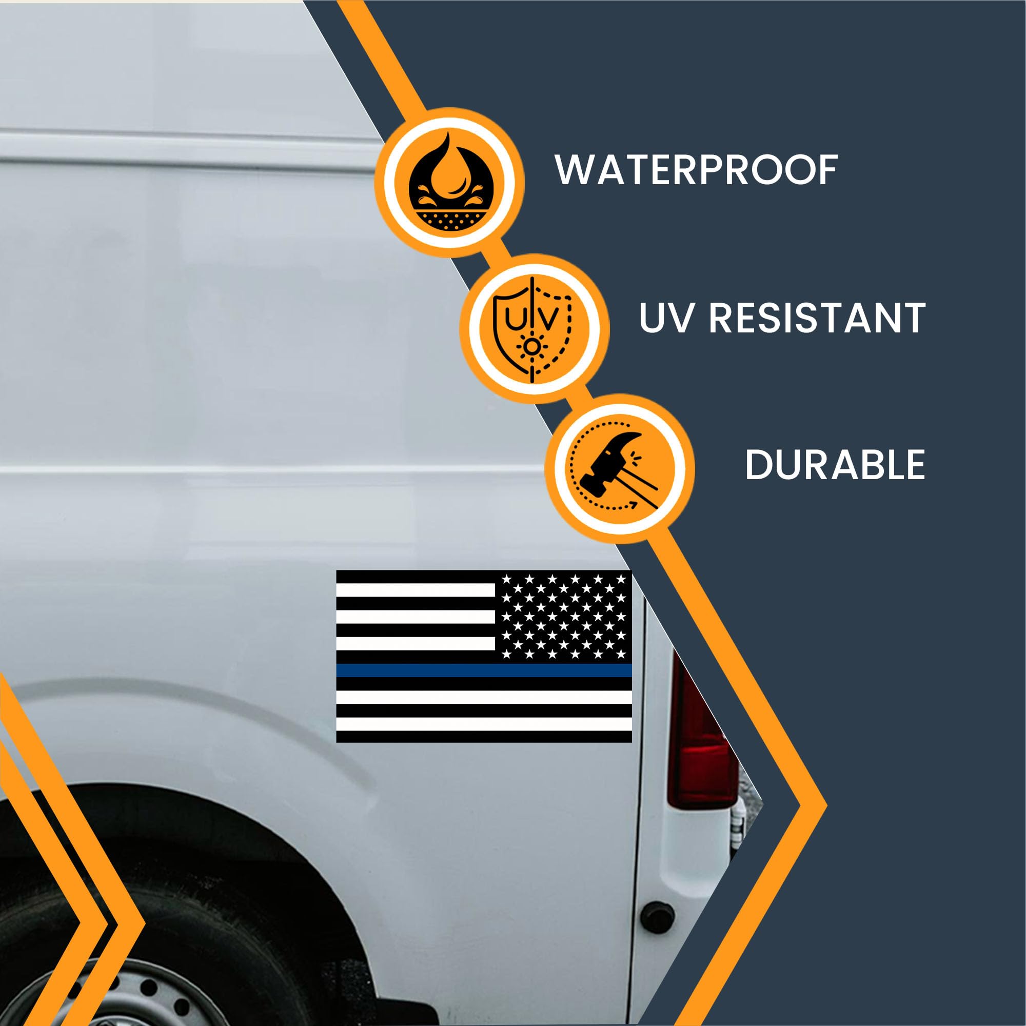 Magnet Me Up Reversed Thin Blue Line American Flag Automotive Magnet Decal, 7X12 Inches, Heavy Duty For Car Truck Or Suv, In Sup