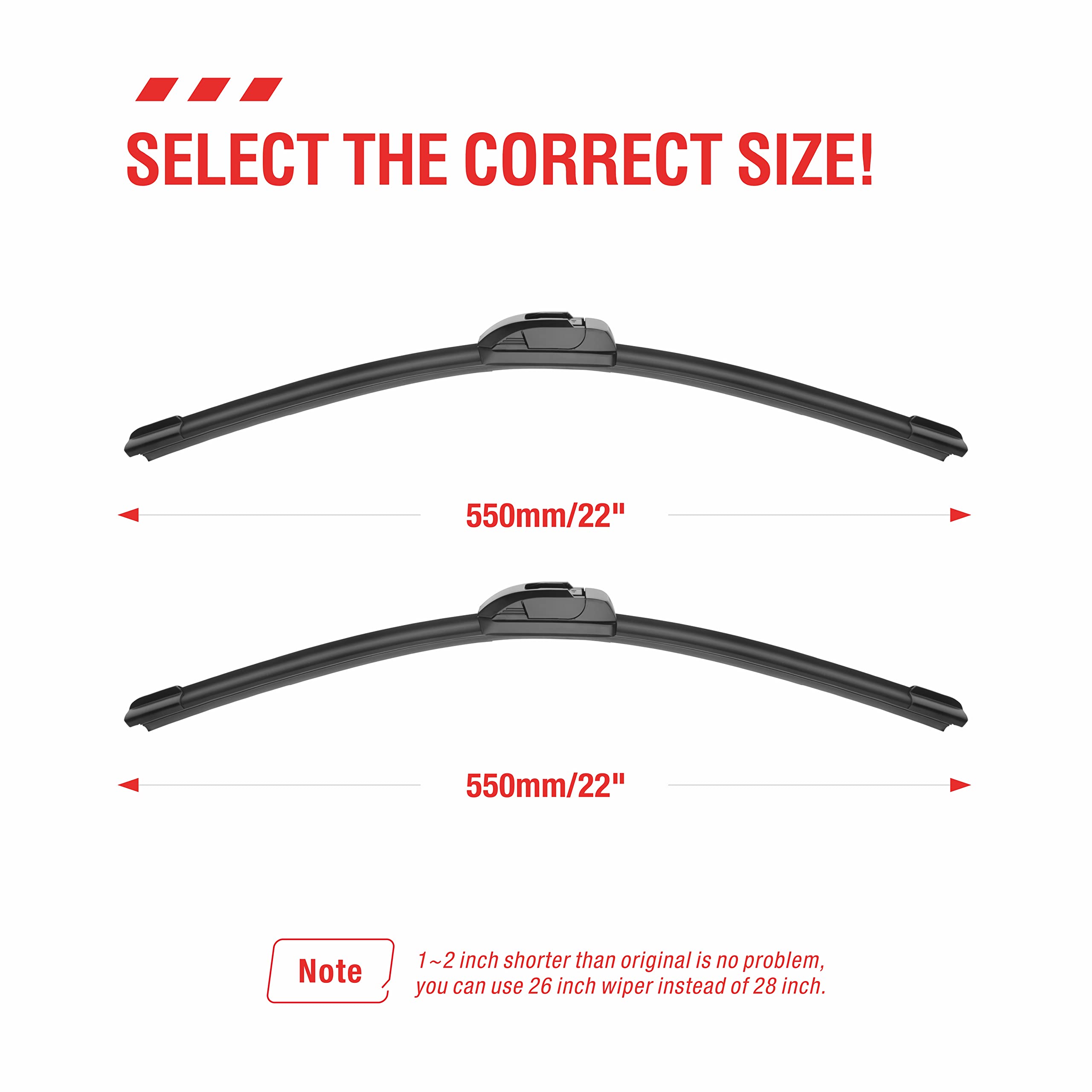 Oem Quality Performance Premium 22 Wiper Blades 2 Pack,All-Season Auto Replacement Windshield Wiper Blades,Fit Chevrolet Impala