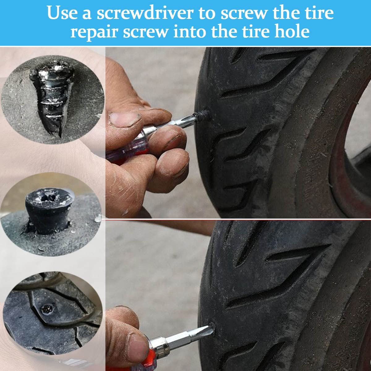 30 Pcs Tire Repair Rubber Nail, Tire Repair Nail Tire Repair Rubber Screws Fast Tool Self-Service Tire Repair Nail Vacuum Tire R