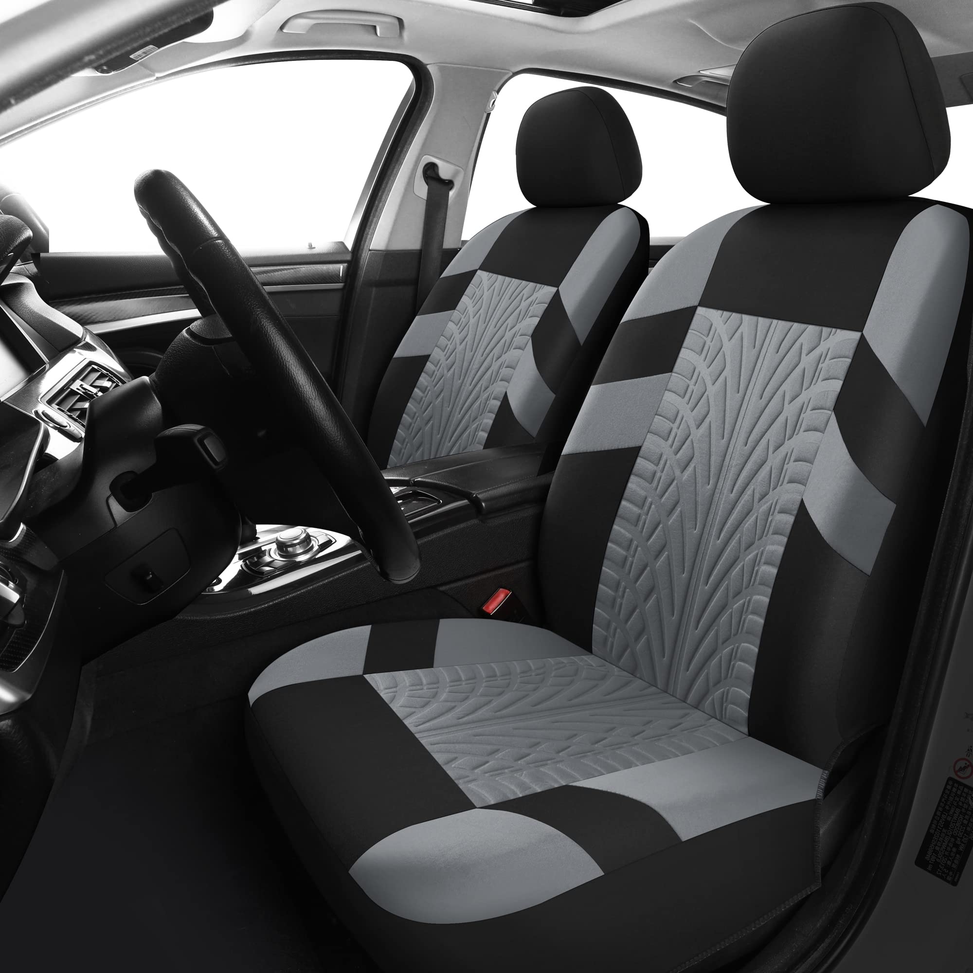 Pariitadin Car Seat Covers Full Set, Washable And Breathable Premium Cloth Automotive Vehicle Seat Cover For Car Interior, Universal Fit For Most Cars, Sedan, Truck, Suv(Black/Gray)