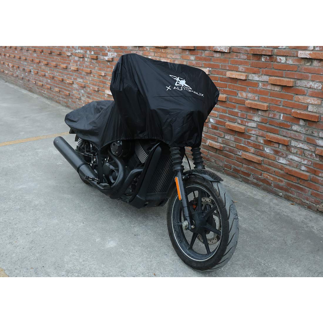 X Autohaux Motorcycle Cover Street Bike Scooter Lightweight Half Cover Outdoor Waterproof Rain Dust Protector Black Size M For K