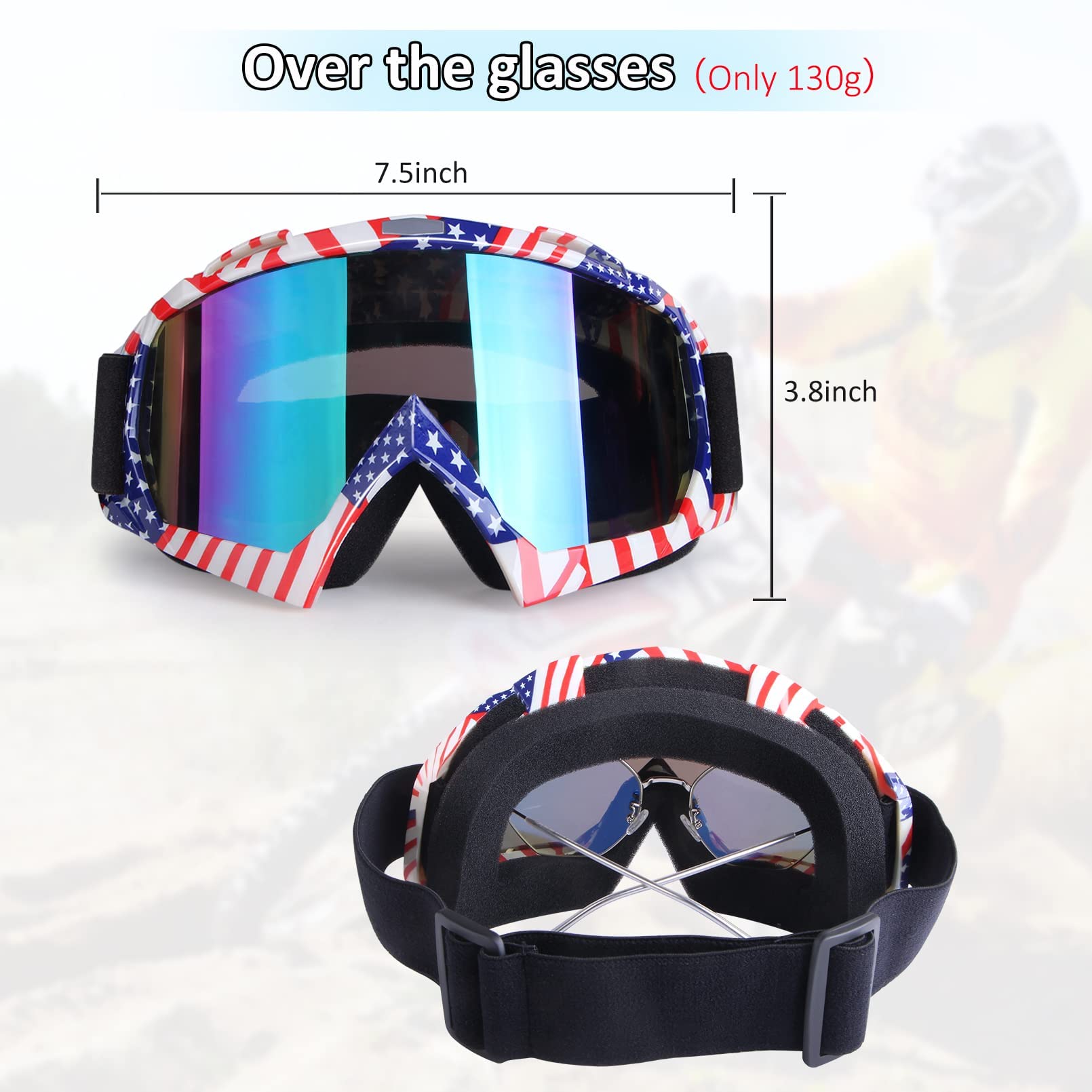 YOHOG ATV Goggles Dirt Bike Goggles Motorcycle Motocross Goggles For Men Women Riding Goggles MX Goggles Bike Powersports Goggle