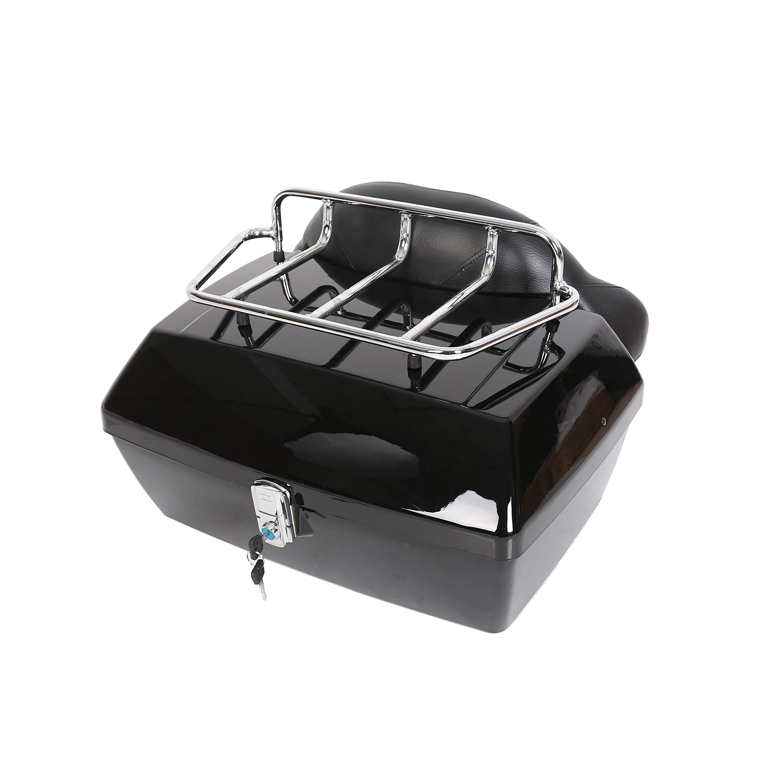 Ego Bike Black Motorcycle Trunk Tour Pack Luggage Compatible With Harley Honda Yamaha Suzuki Cruiser Tail Box Top Rack Backrest