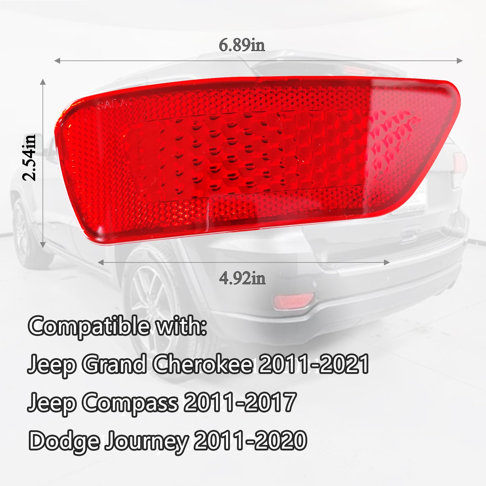WGOHUI 57010721AC Left Driver Side Rear Bumper Trim Reflector Compatible with Jeep Grand Cherokee 2011-2021, Jeep Compass 2011-2
