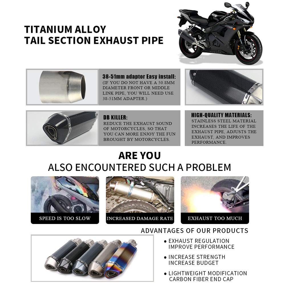 Exhaust Muffler 1.5-2Inlet With Removable Db Killer For Street/Sport Motorcycles And Scooters With 38,51Mm Diameter Exhaust Pipes(Matt Black)