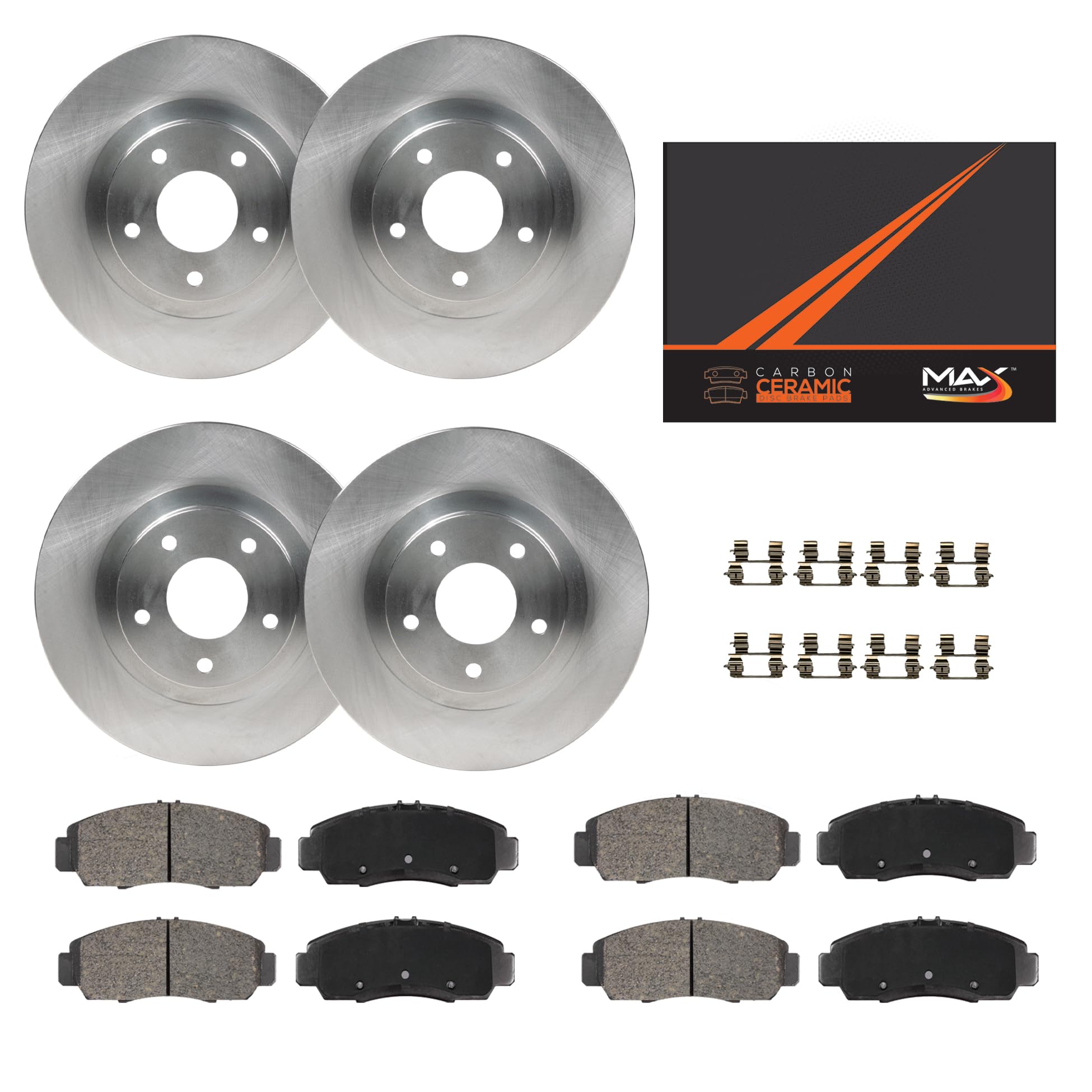 Max Advanced Brakes Front & Rear Brake Kit Compatible With 2007 2008 2009 2010 Honda Civic Compatible With Acura Csx Replacement