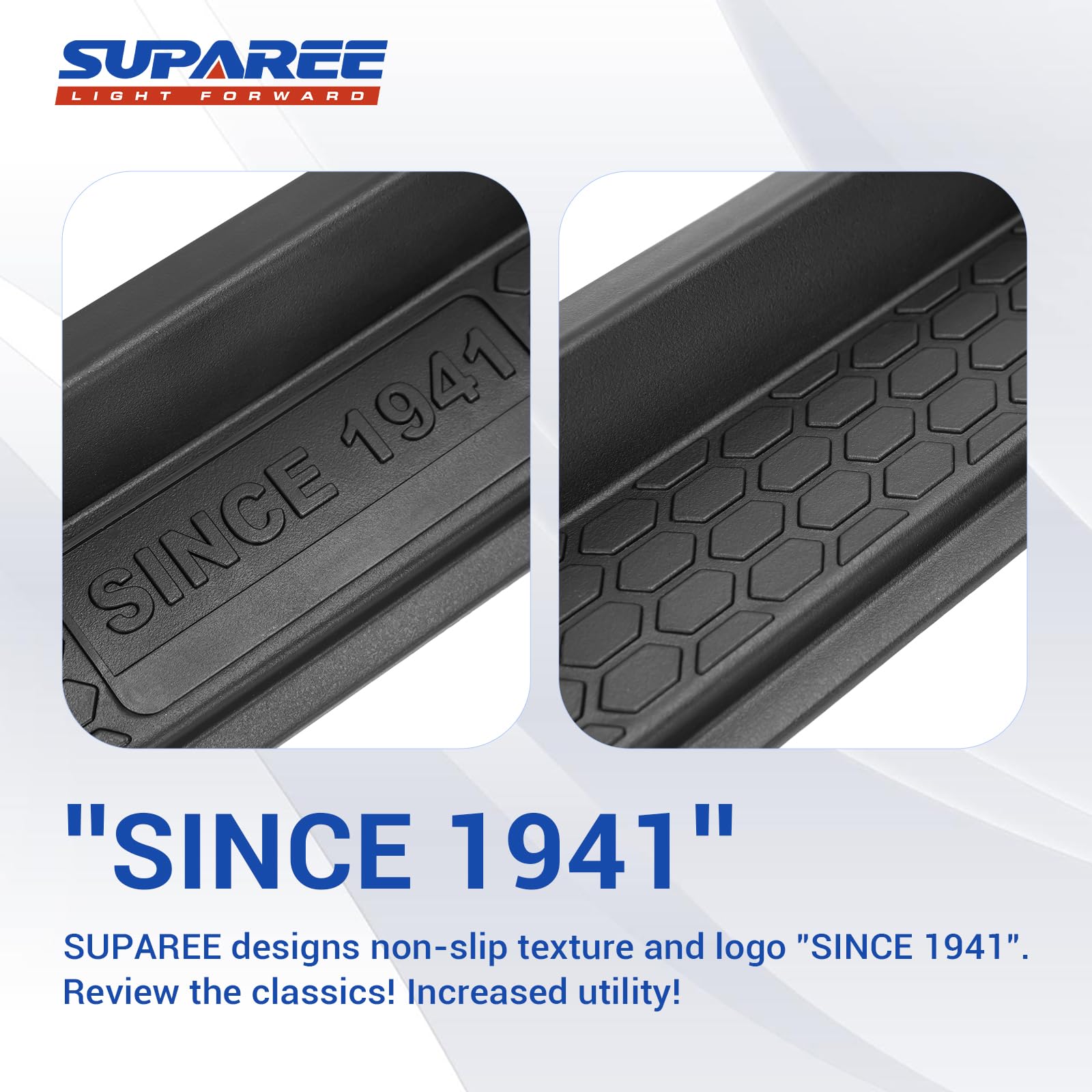 SUPAREE Door Sill Guards for Jeep Wrangler JKU 4-Door (2007-2018) - Black Rubber, Logo 1941, 4PCS Threshold Protection