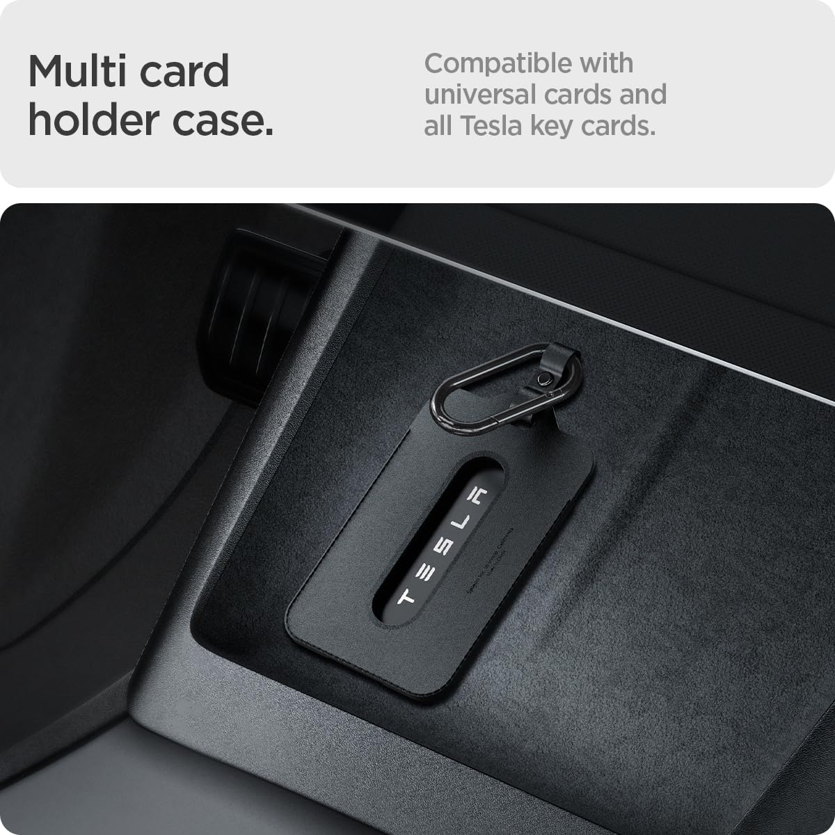 Spigen Card Holder Case Designed For Tesla Key Cards (Vegan Leather) - 2 Pack